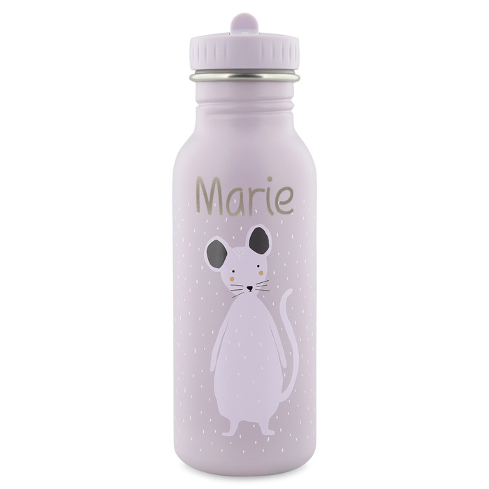 Trixie Trinkflasche aus Edelstahl Mrs Mouse Maus violett 500ml personalisiert