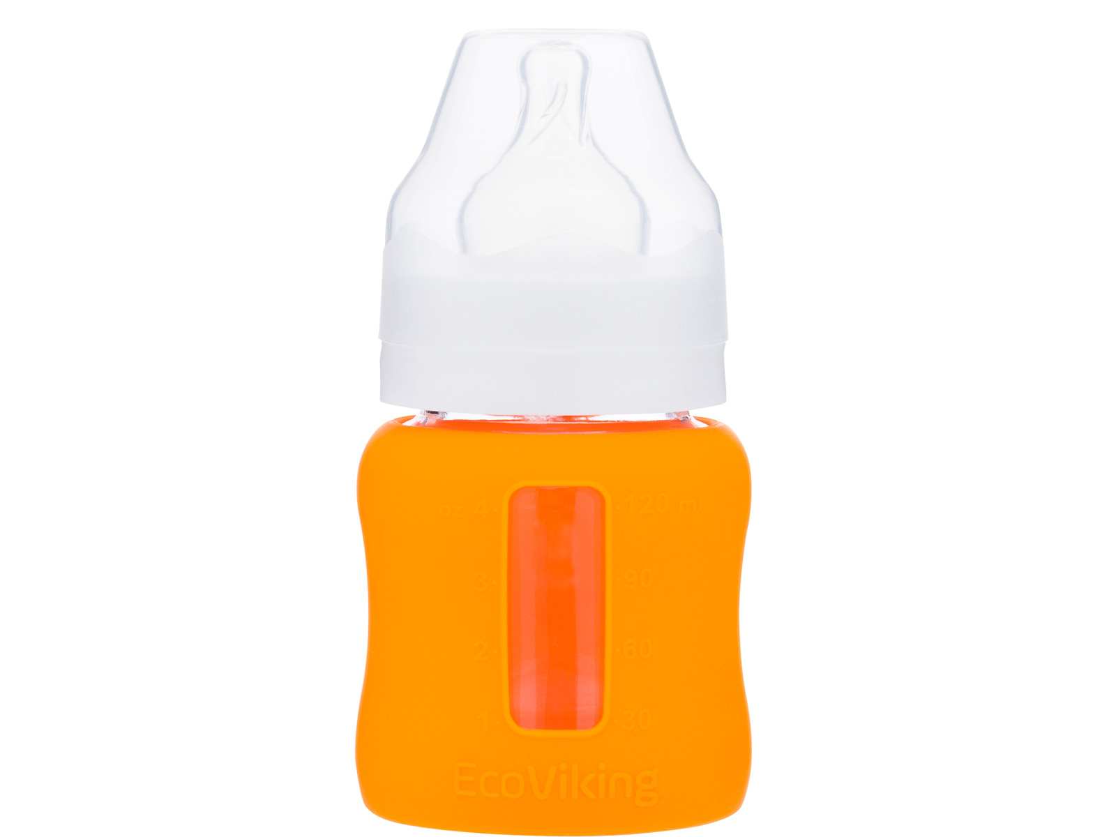 EcoViking Baby Weithals Glasfläschchen Orange 120 ml
