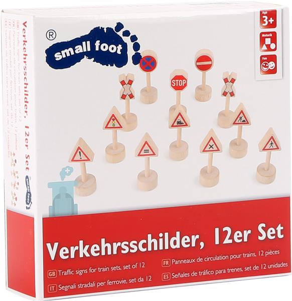 Small Foot Verkehrsschilder für Eisenbahnen aus Holz, 12 Stück