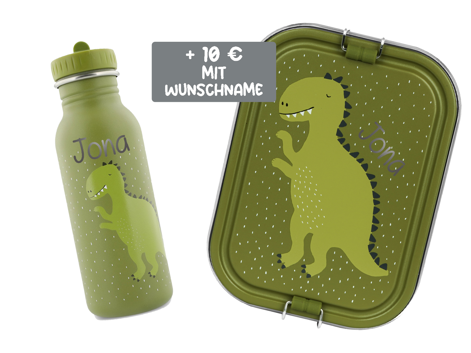 Trixie Baby Brotdose Trinkflasche Set Edelstahl Dino Grün Large Trixie Baby Brotdose Trinkflasche Set Edelstahl Dino Grün Large