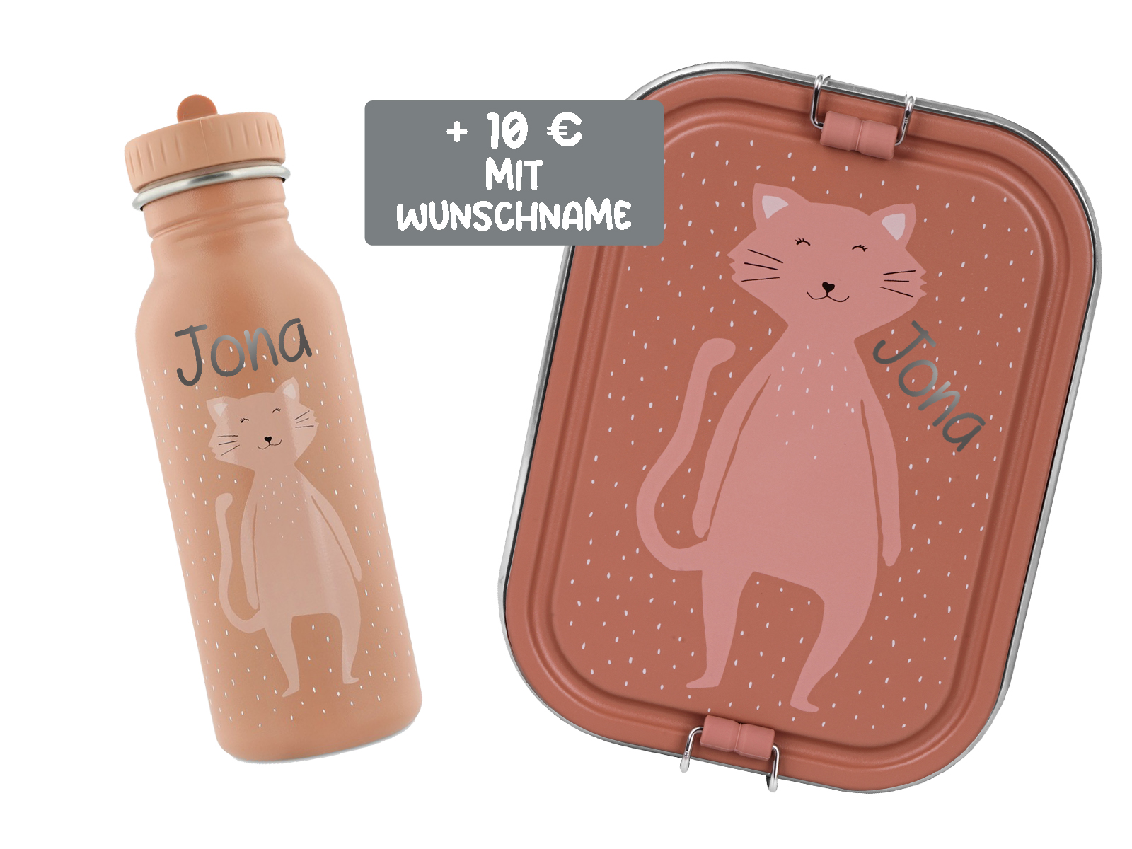 Trixie Baby Brotdose Trinkflasche Set Edelstahl Katze Rosa Large