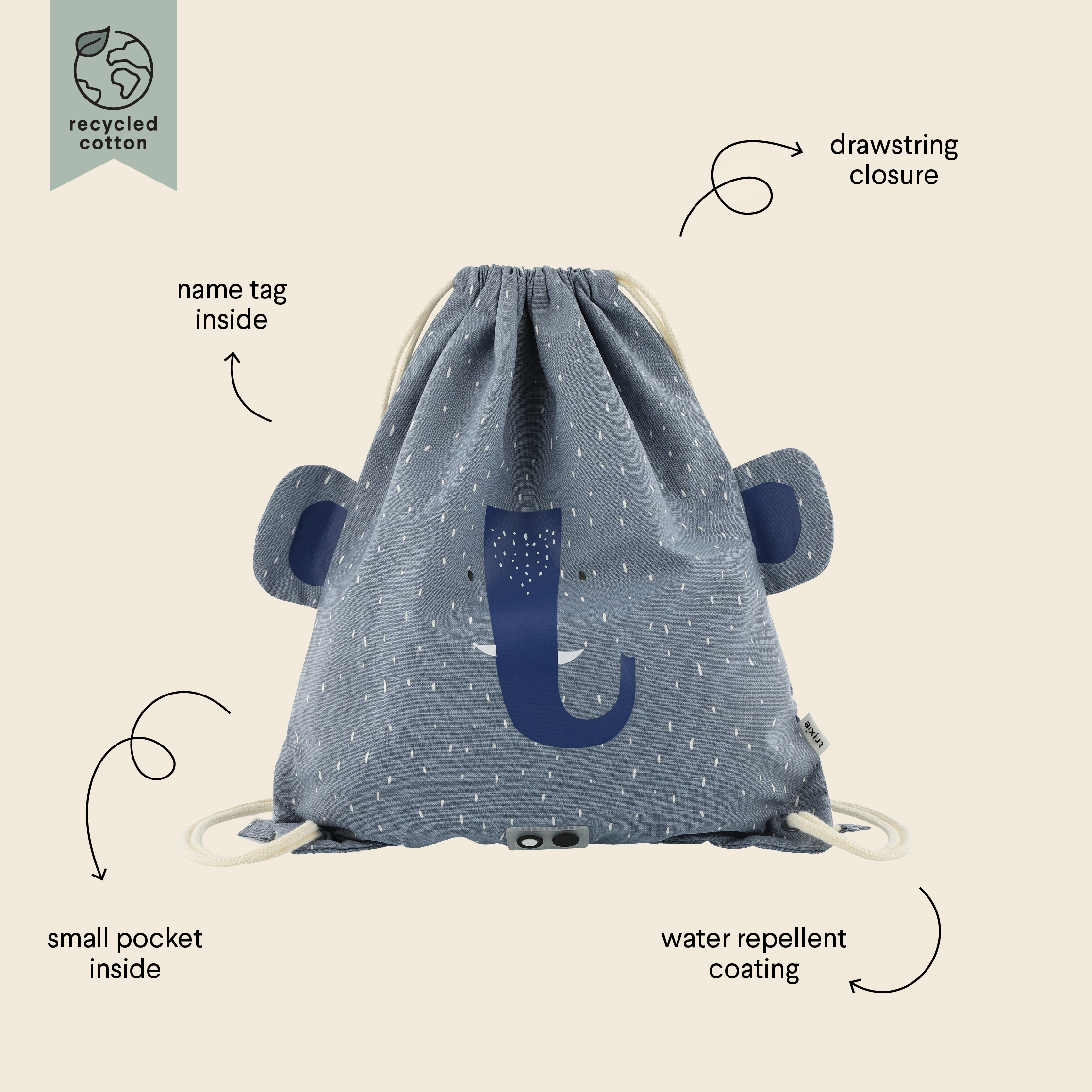 Trixie Turnbeutel Turntasche Mrs Elephant Elefant blau Trixie Turnbeutel Turntasche Mrs Elephant Elefant blau