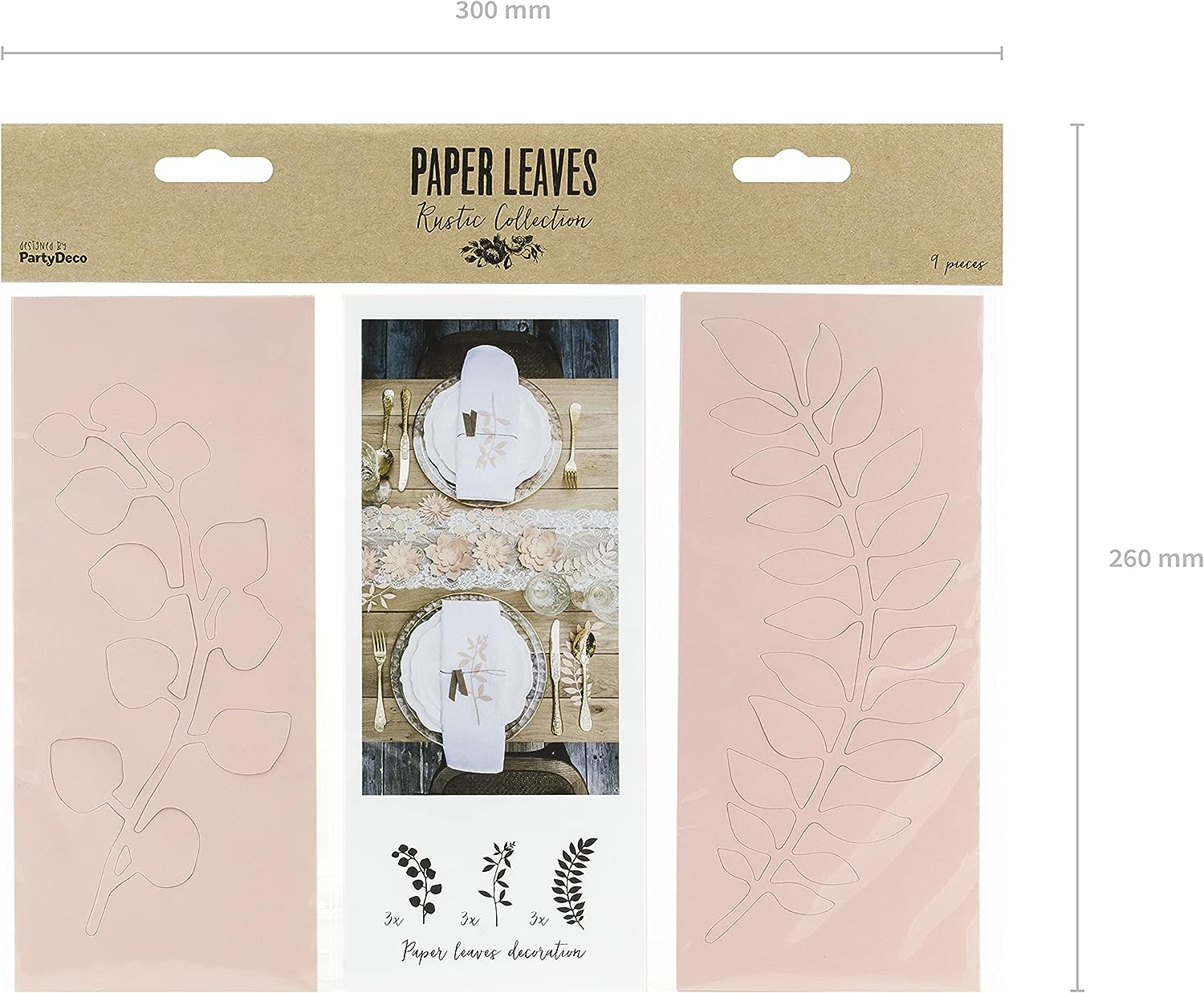 PartyDeco Hochzeitsdeko Tischdekoration Papierzweige Rosa