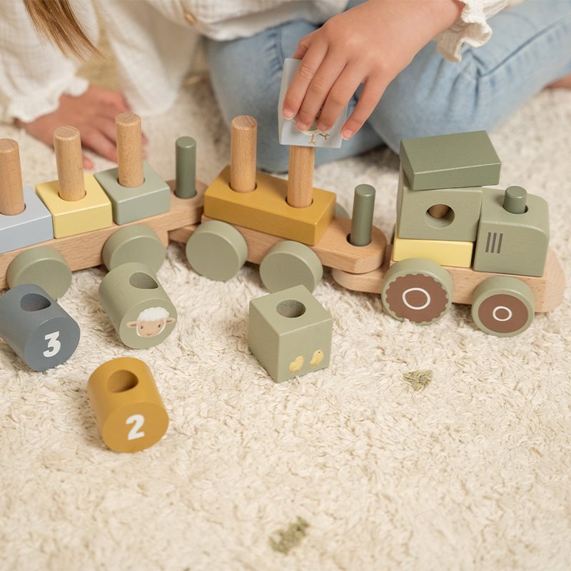 Little Dutch Steckzug Eisenbahn Stapelzug Holz-Zug Traktor Little Farm