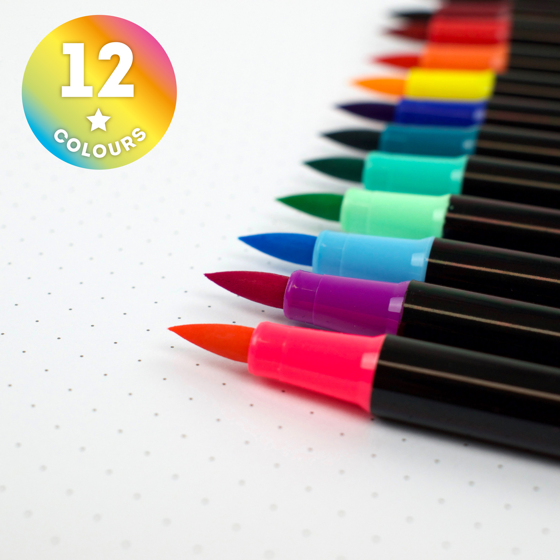 Legami Brush Markers Set mit 12 Pinselstiften Bright Colours