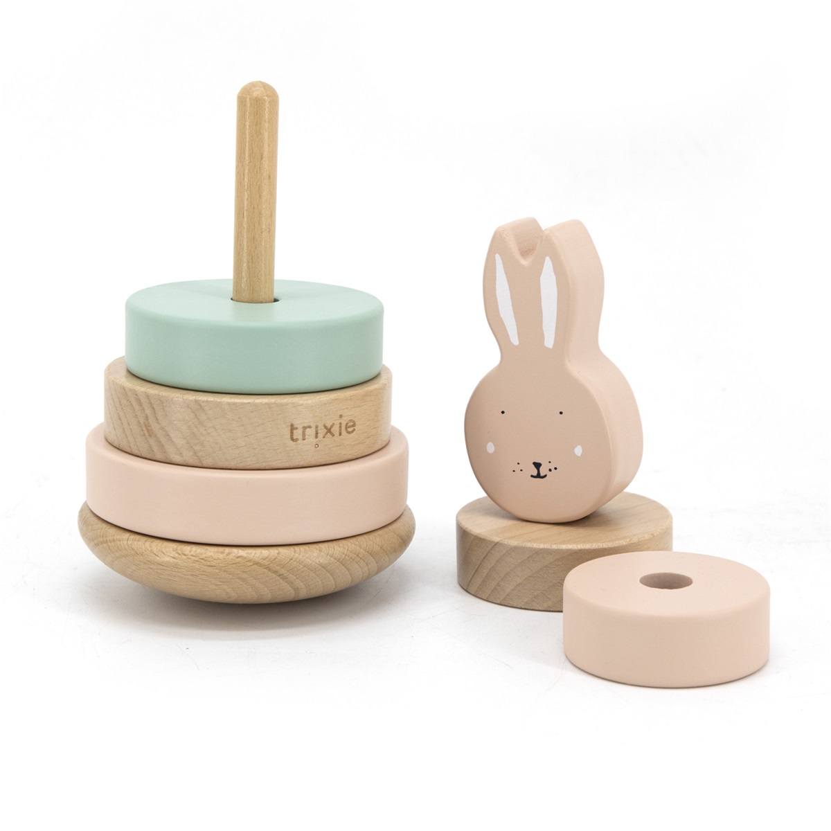 Trixie Baby Stapelturm mit Ringen aus Holz Hase Mrs Rabbit rosa Trixie Baby Stapelturm mit Ringen aus Holz Hase Mrs Rabbit rosa