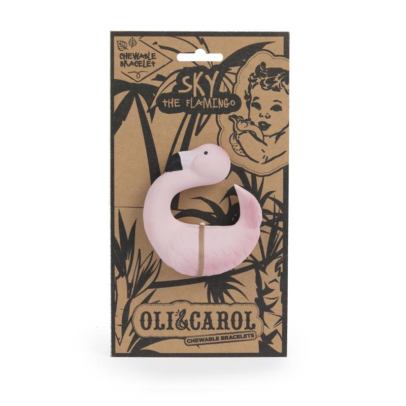 Oli & Carol Flamingo Baby-Beißring Sky the Flamingo Naturkautschuk