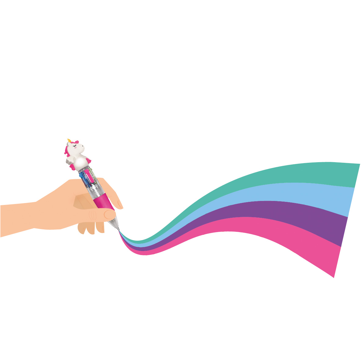 Legami Mini-Kugelschreiber mit 4 Farben Mini Magic Rainbow Einhorn