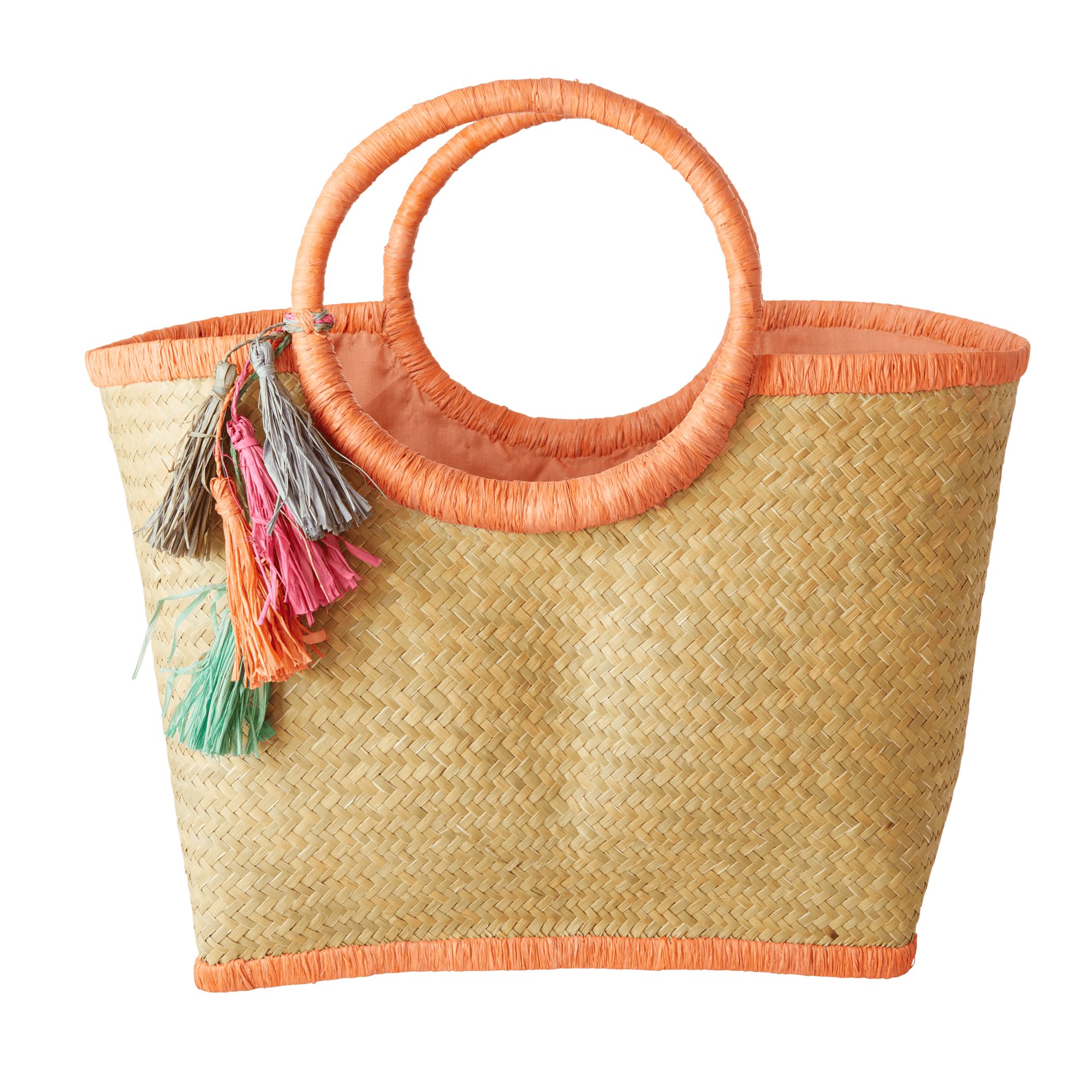 Rice Raffia Medium Raffia Einkaufstasche Koralle