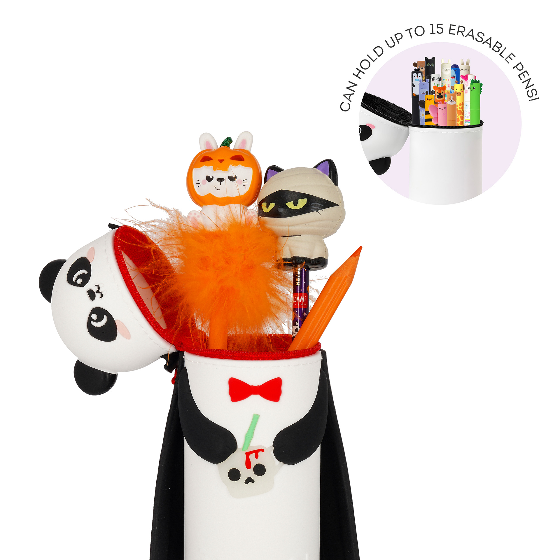 Legami 2 in 1 Federmäppchen aus Silikon Kawaii Bam Boo Panda