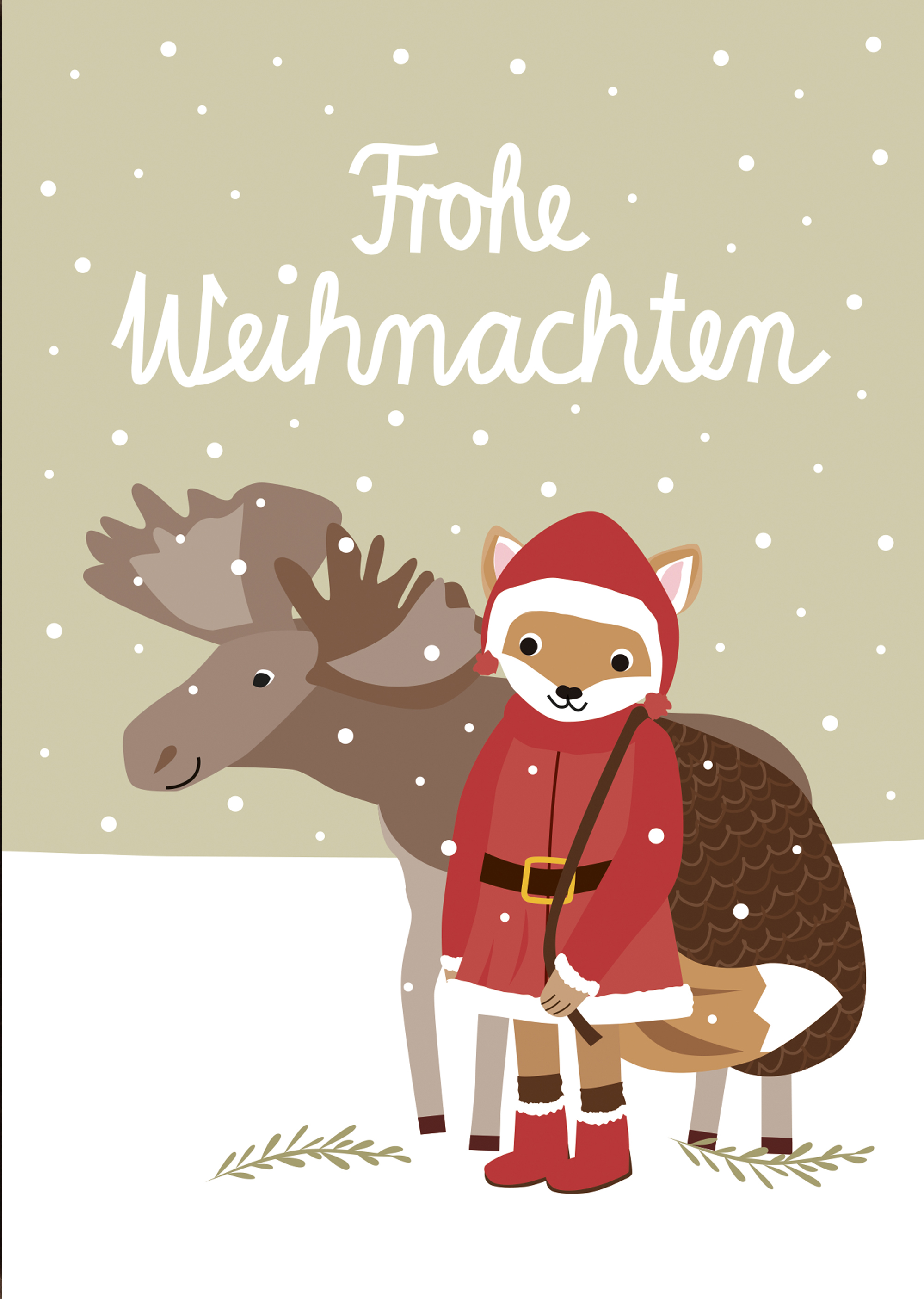 Nellie & Finn Postkarte Elch Frohe Weihnachtskarte