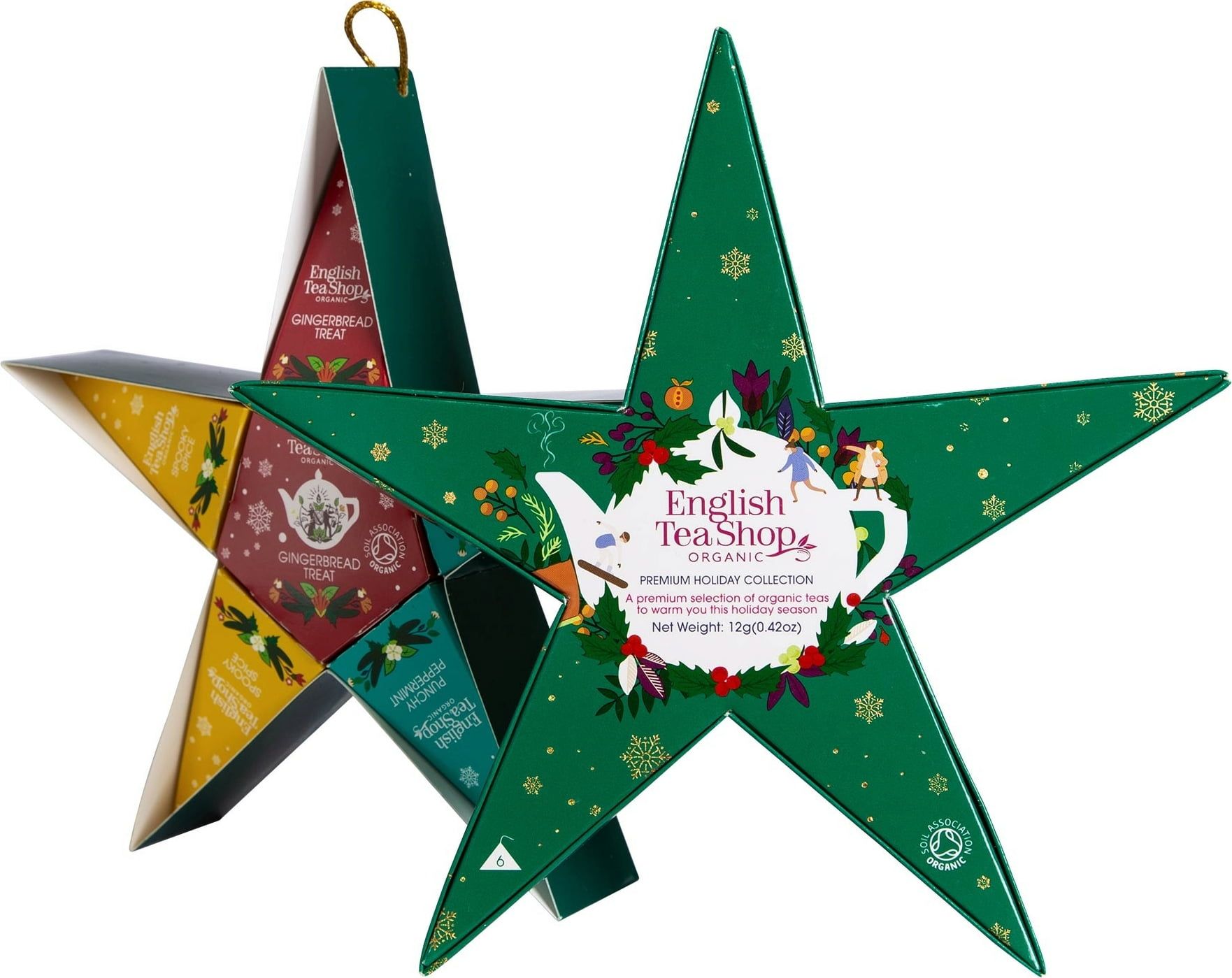 English Tea Shop Weihnachtsstern zum Aufhängen Green Star 6 Teebeutel