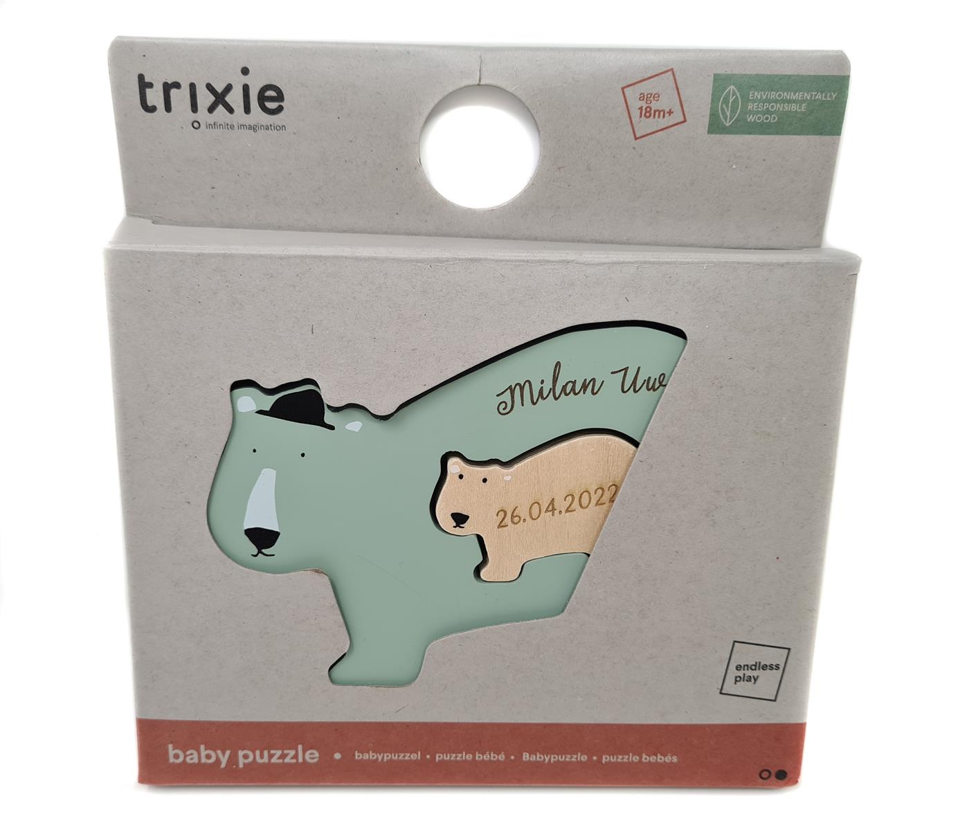 Trixie Holz Baby-Puzzle Mrs. Polar Bear Eisbär mint
