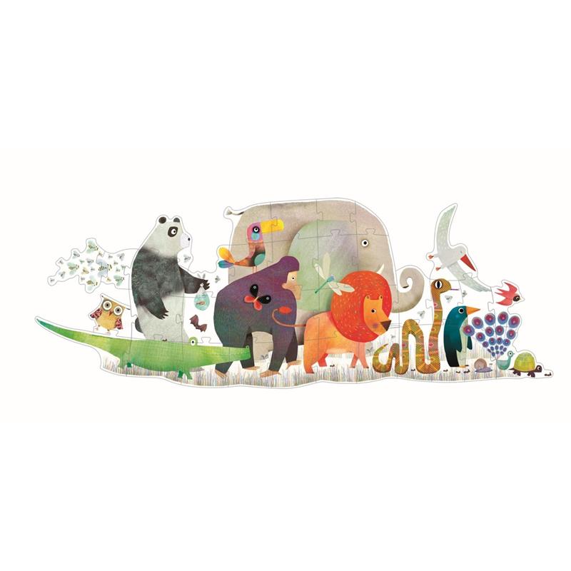 Djeco Riesenpuzzle Bodenpuzzle Die Parade der Tiere 36 teilig