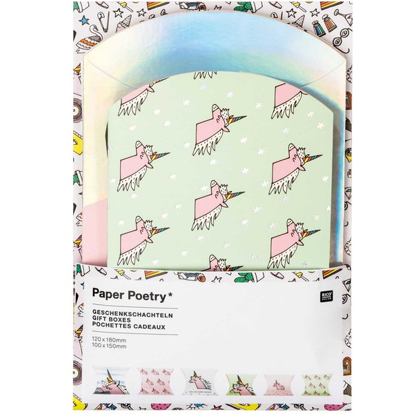 Rico Design Paper Peotry Geschenkschachteln Einhörner Magical Summer 6 Stück