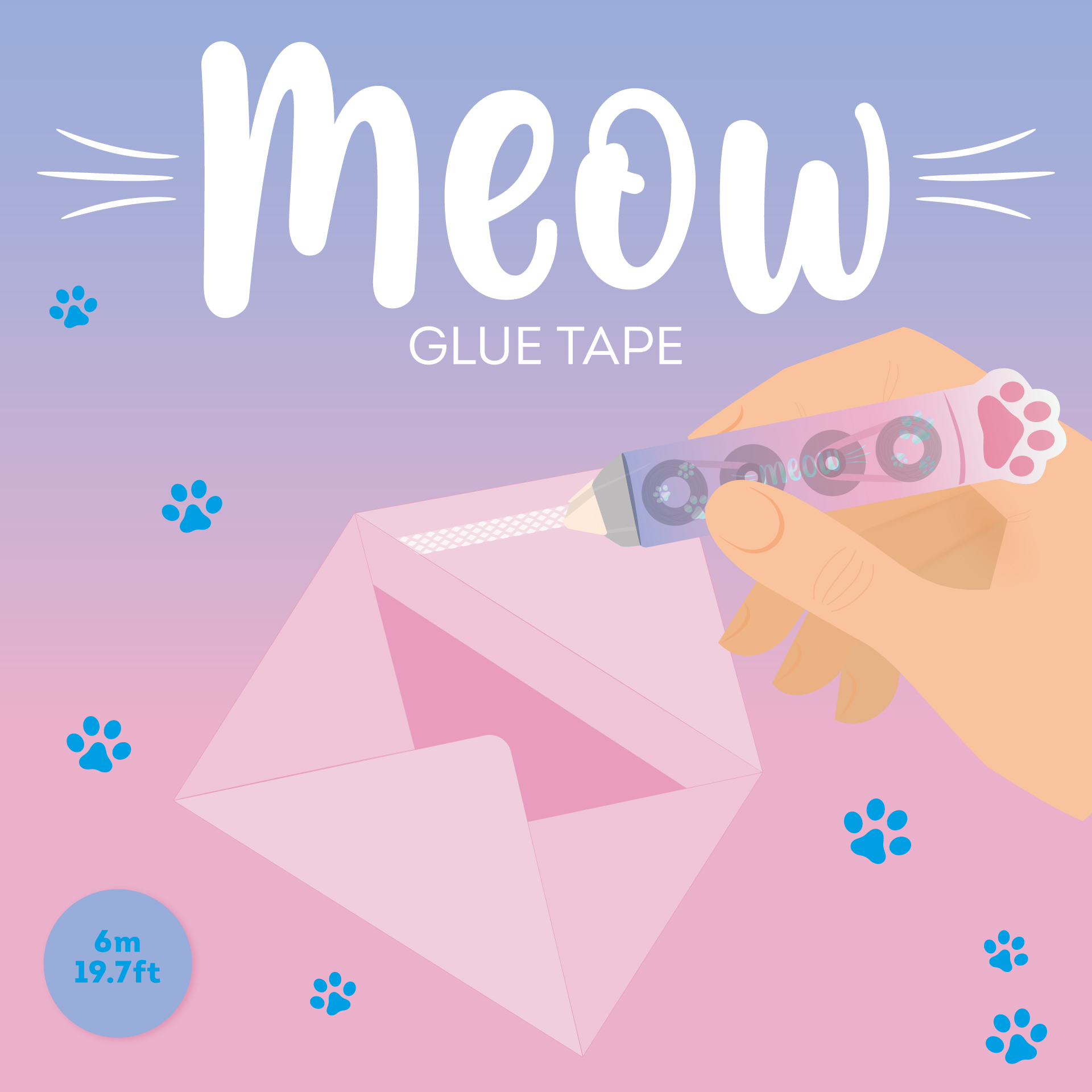 Legami Kleberoller Glue Tape Meow Kitty Katze Legami Kleberoller Glue Tape Meow Kitty Katze