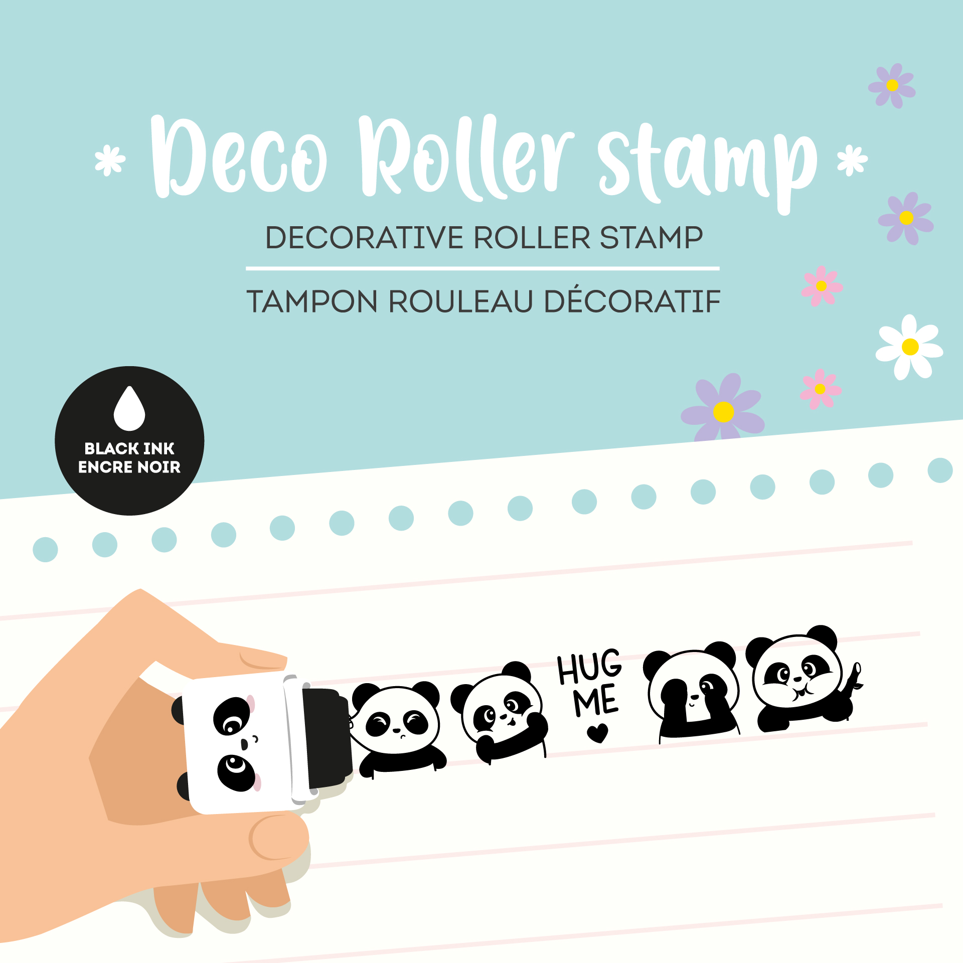 Legami Deko-Rollstempel Teddy Panda Bär schwarz