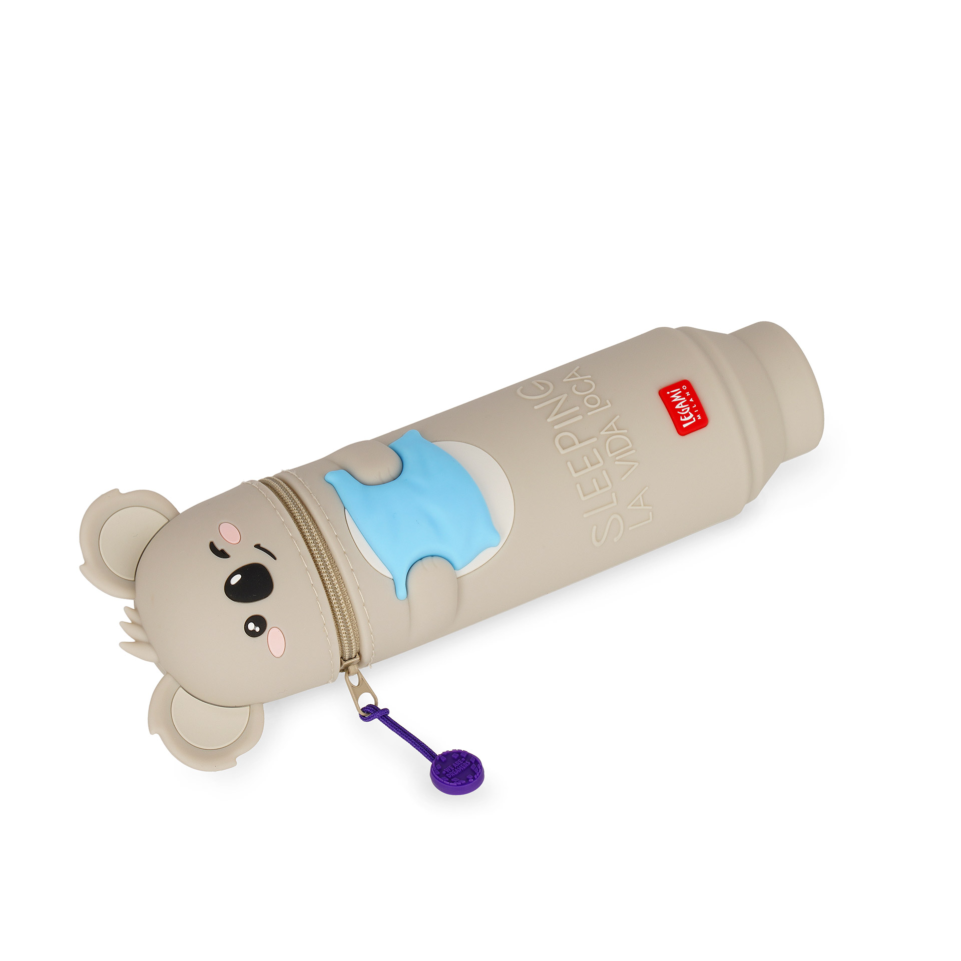 Legami 2 in 1 Federmäppchen Silikon Kawaii Sleeping la Vida Loca Koala