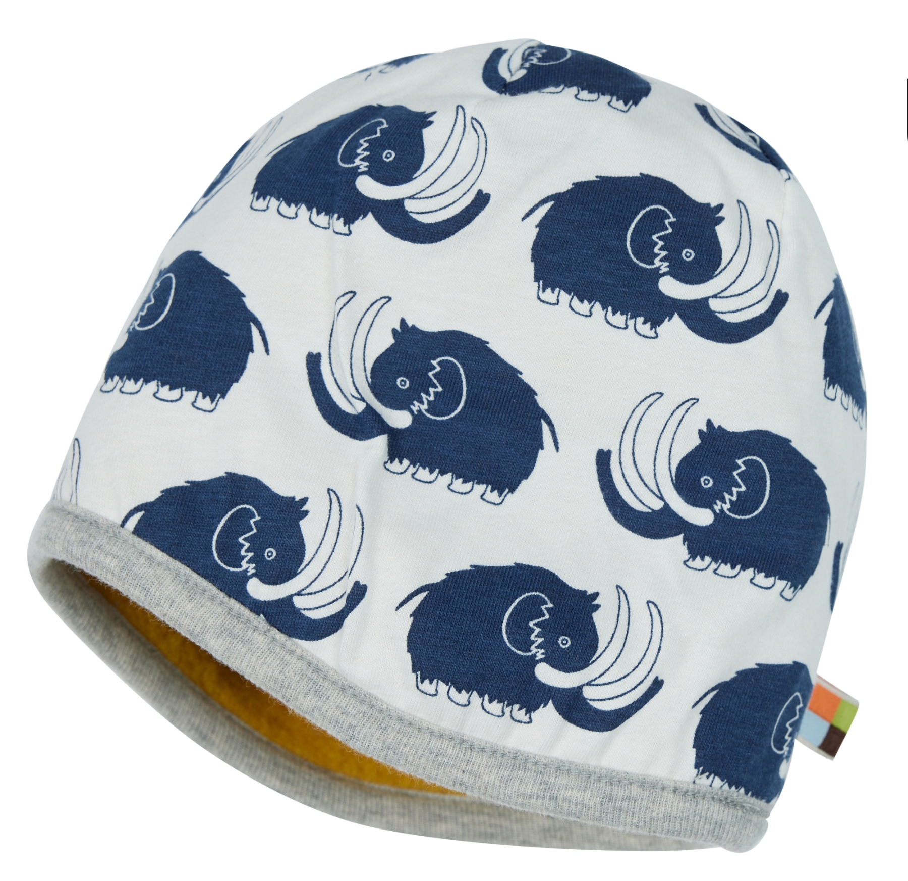 Loud + Proud Wendemütze Kindermütze Wollfleece Curry Mammut 122/128 Loud + Proud Wendemütze Kindermütze Wollfleece Curry Mammut 122/128