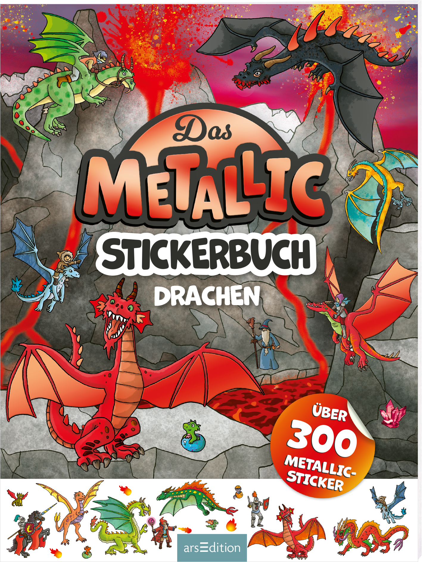 Das Metallic Stickerbuch Drachen Stickerheft 300+ Sticker
