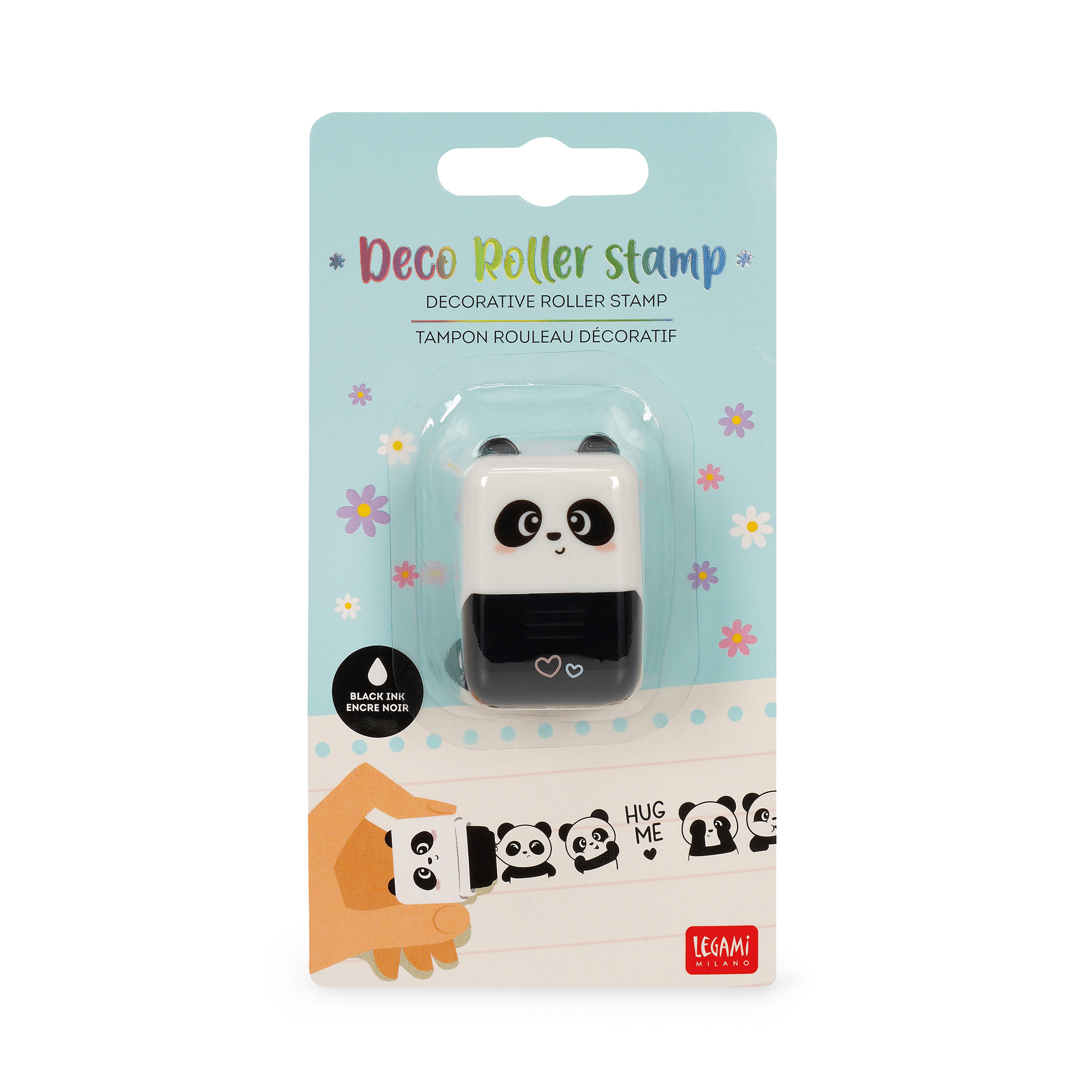 Legami Deko-Rollstempel Teddy Panda Bär schwarz
