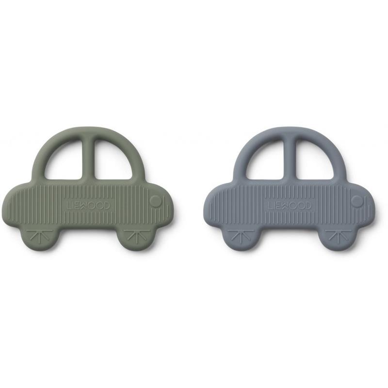 Liewood Geo Beißring Auto Car, 2er Set grün blau