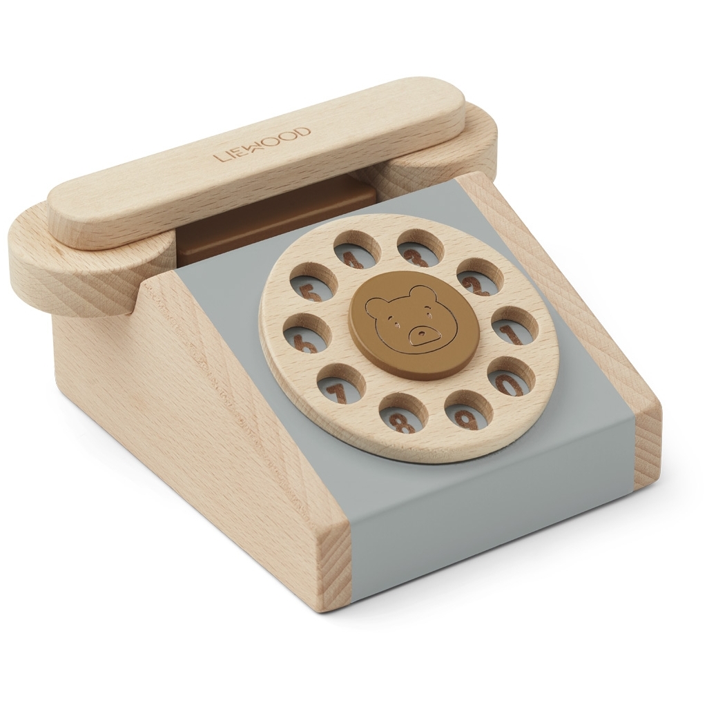 Liewood Selma klassisches Telefon aus Holz Blue Fog Multy Mix