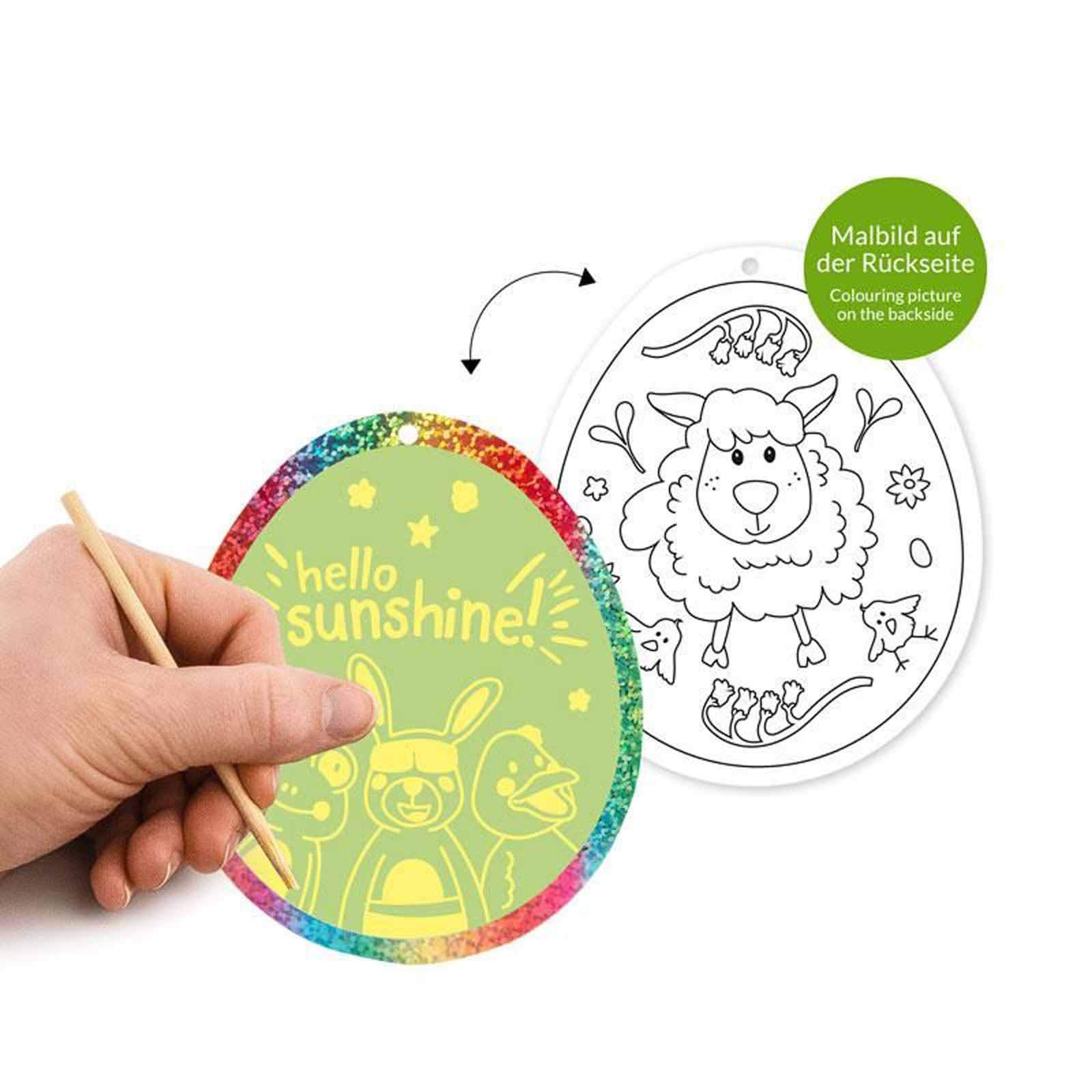 Trendhaus Tommy & Frida Kritzelanhänger zum Kratzen und Ausmalen 8er Set