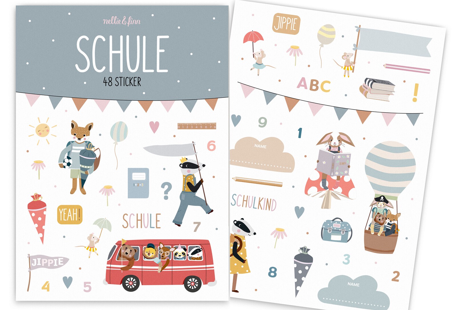 Nellie & Finn Sticker Schule Schulanfang Nellie & Finn Sticker Schule Schulanfang