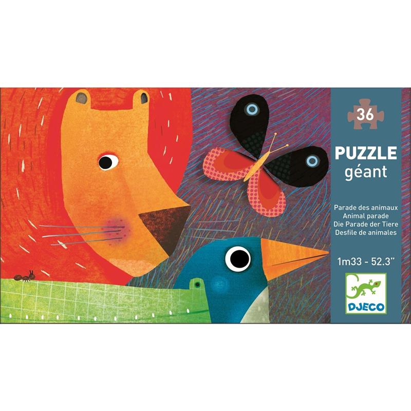Djeco Riesenpuzzle Bodenpuzzle Die Parade der Tiere 36 teilig