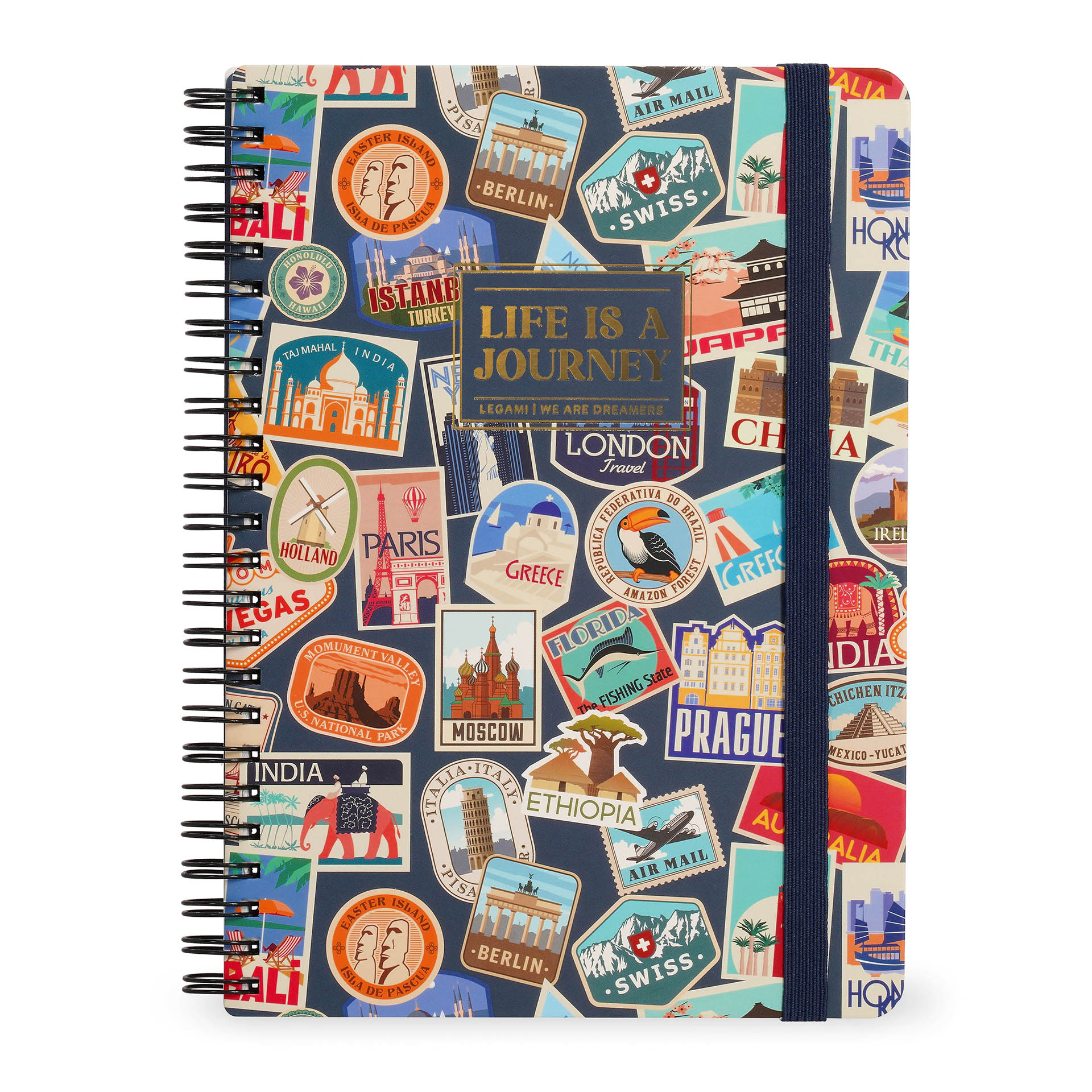 Legami Liniertes Notizbuch Maxi Spiralbindung Din A4 Travel Stickers