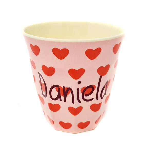 Elfenstall Rice Becher mit Wunsch-Namen personalisiert Medium Herz Sweet Hearts Print