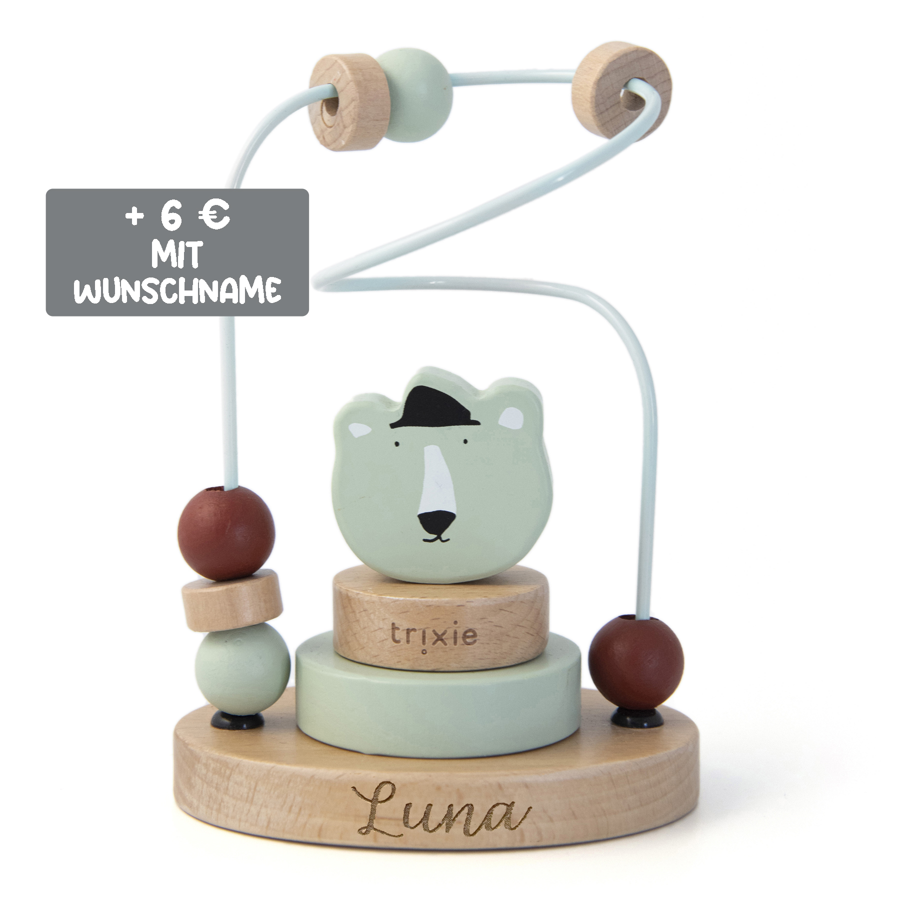 Trixie Baby Holz Motorikschleife Eisbär Mr Polar Bear mint