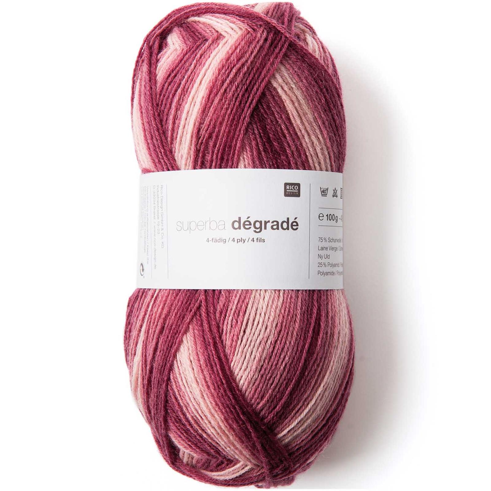 Rico Design Strumpf-Wolle Superba dégradé 4-fädig Wolle 100g Farbe 004 Beere-Mix