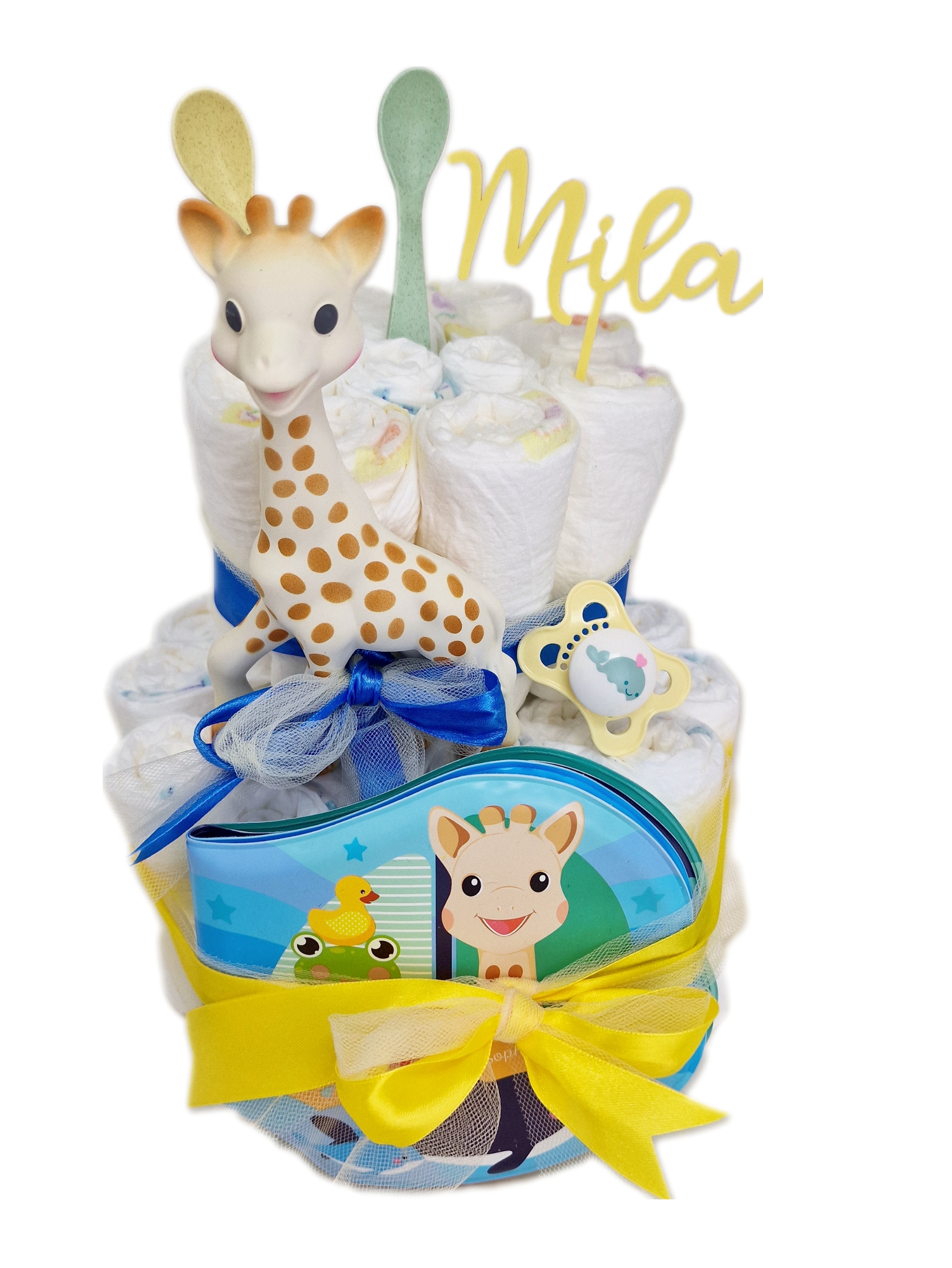 Elfenstall Windeltorte Pamperstorte mit Giraffe Vulli Sophie