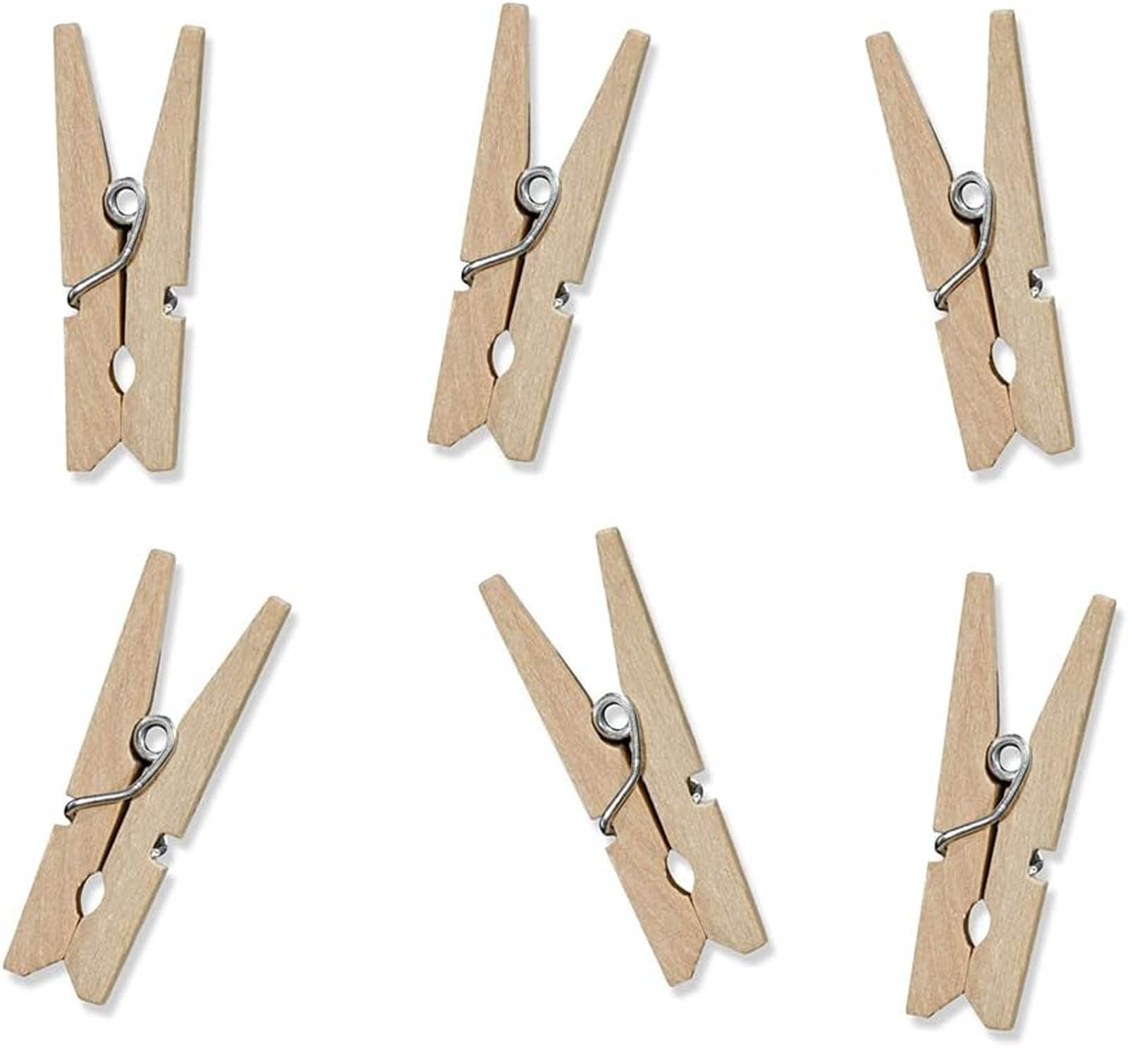 PartyDeco Miniklammern aus Holz Holzklammern Natur 20 Stück