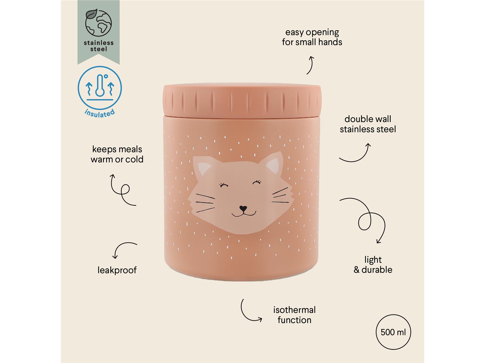 Trixie Baby Isolierbehälter Lunchbox Edelstahl Mrs Cat Katze 300 ml
