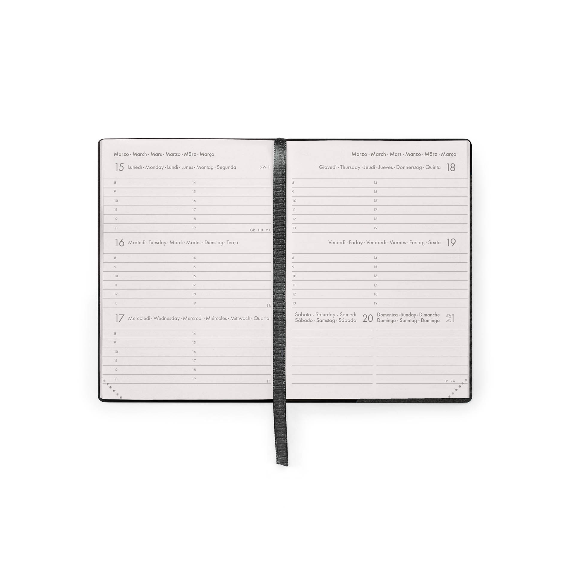 Legami Kalender Terminplaner für 12 Monate Wochenübersicht Small 2027 Black Suit