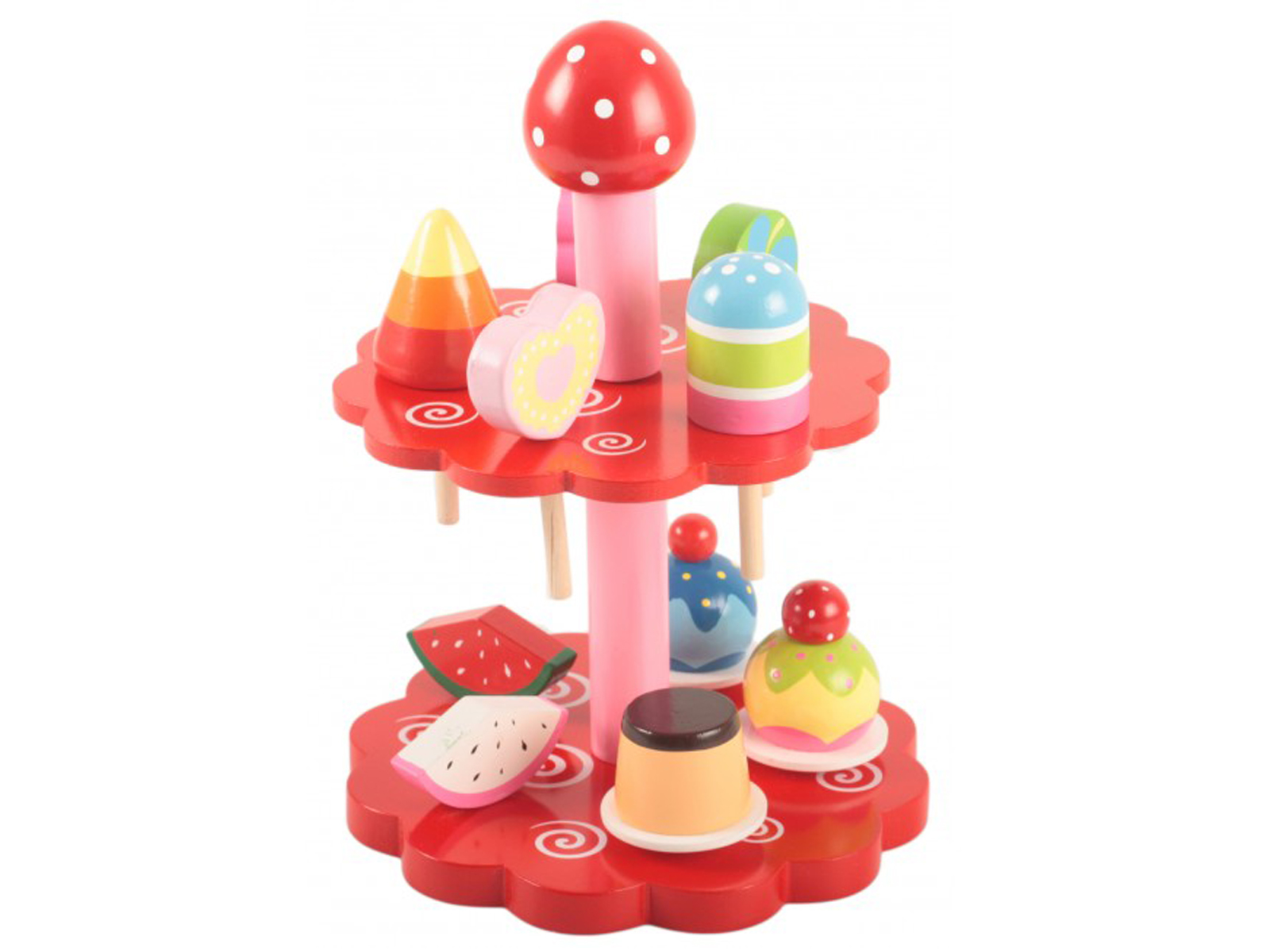 Magni Kuchen-Etagere 10 Leckereien Törtchen Früchten Eis am Stiel Holz