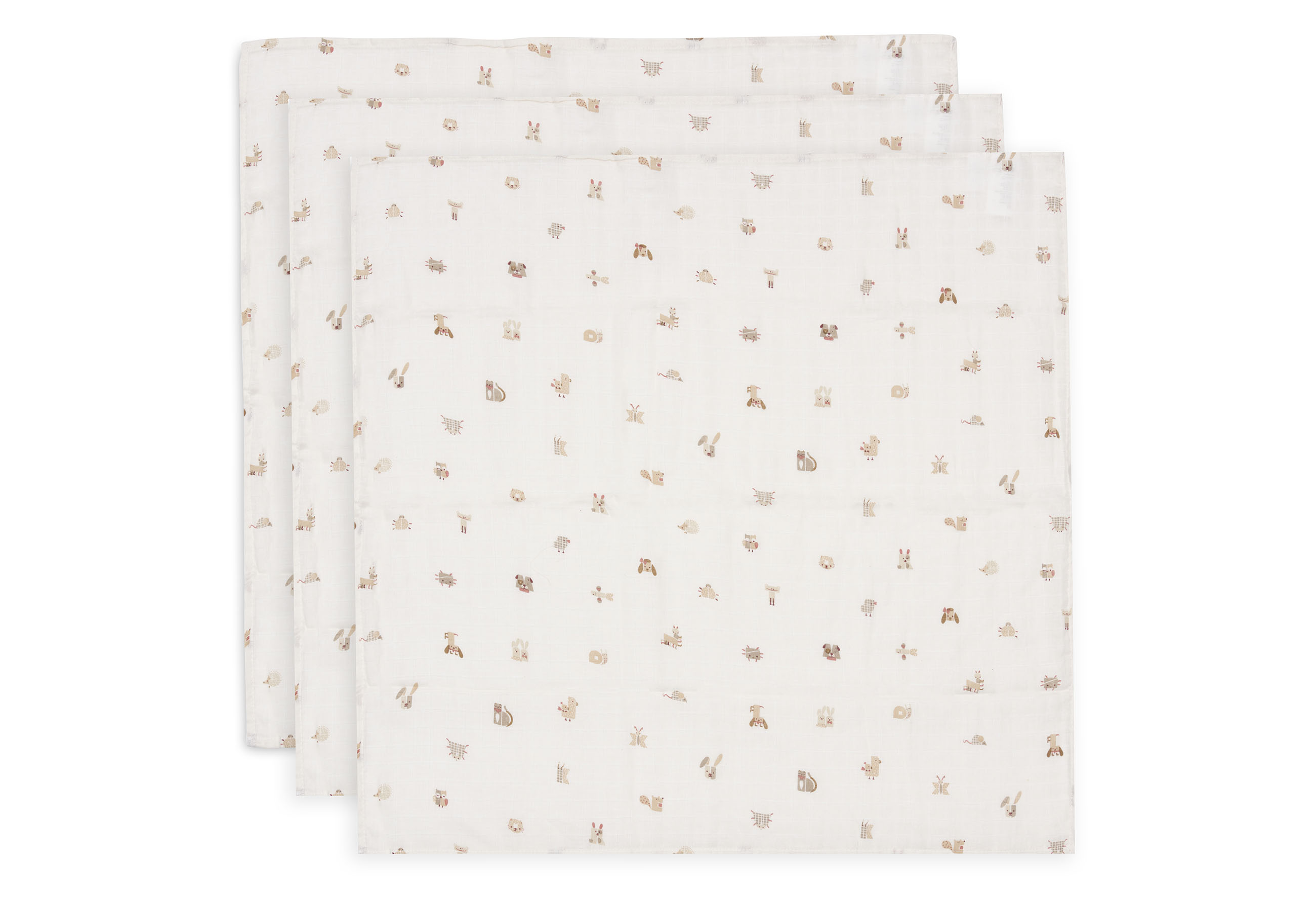 Jollein Spucktuch Hydrophil 70 x 70 cm Animal Friends 3er Pack