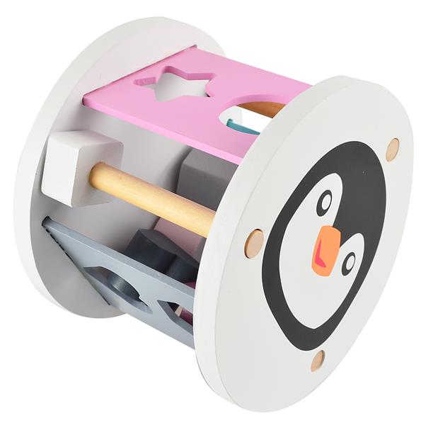 Magni Steckwürfel Steckbox Steckspiel Pinguin aus Holz in pastell