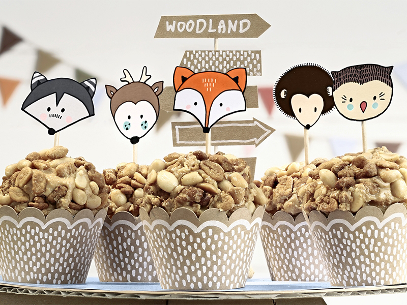 Cupcake Muffin Set Kit Wrappers and Toppers Woodland Waldtiere 6 Stück Cupcake Muffin Set Kit Wrappers and Toppers Woodland Waldtiere 6 Stück