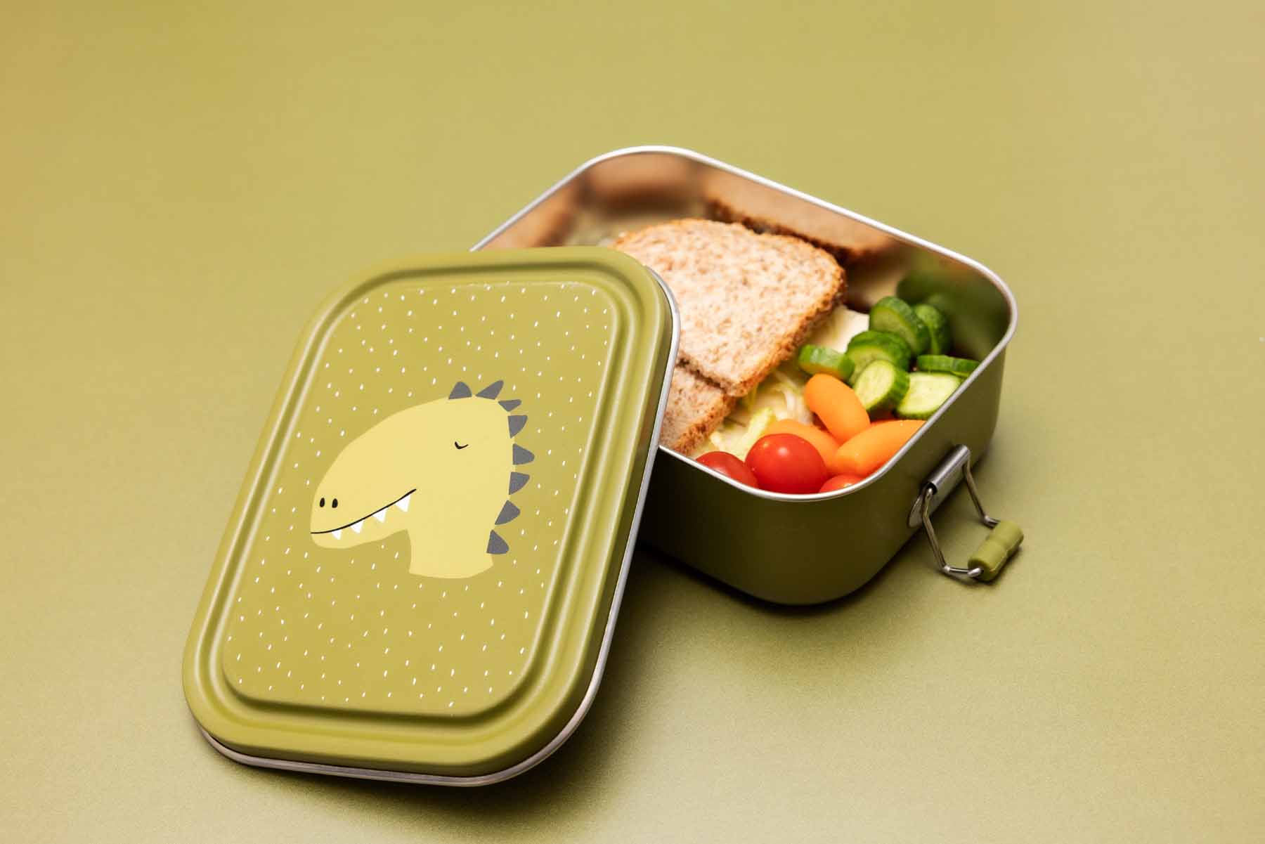 Trixie Brotdose Lunchbox aus Edelstahl Mr Dino Dinosaurier Grün Small