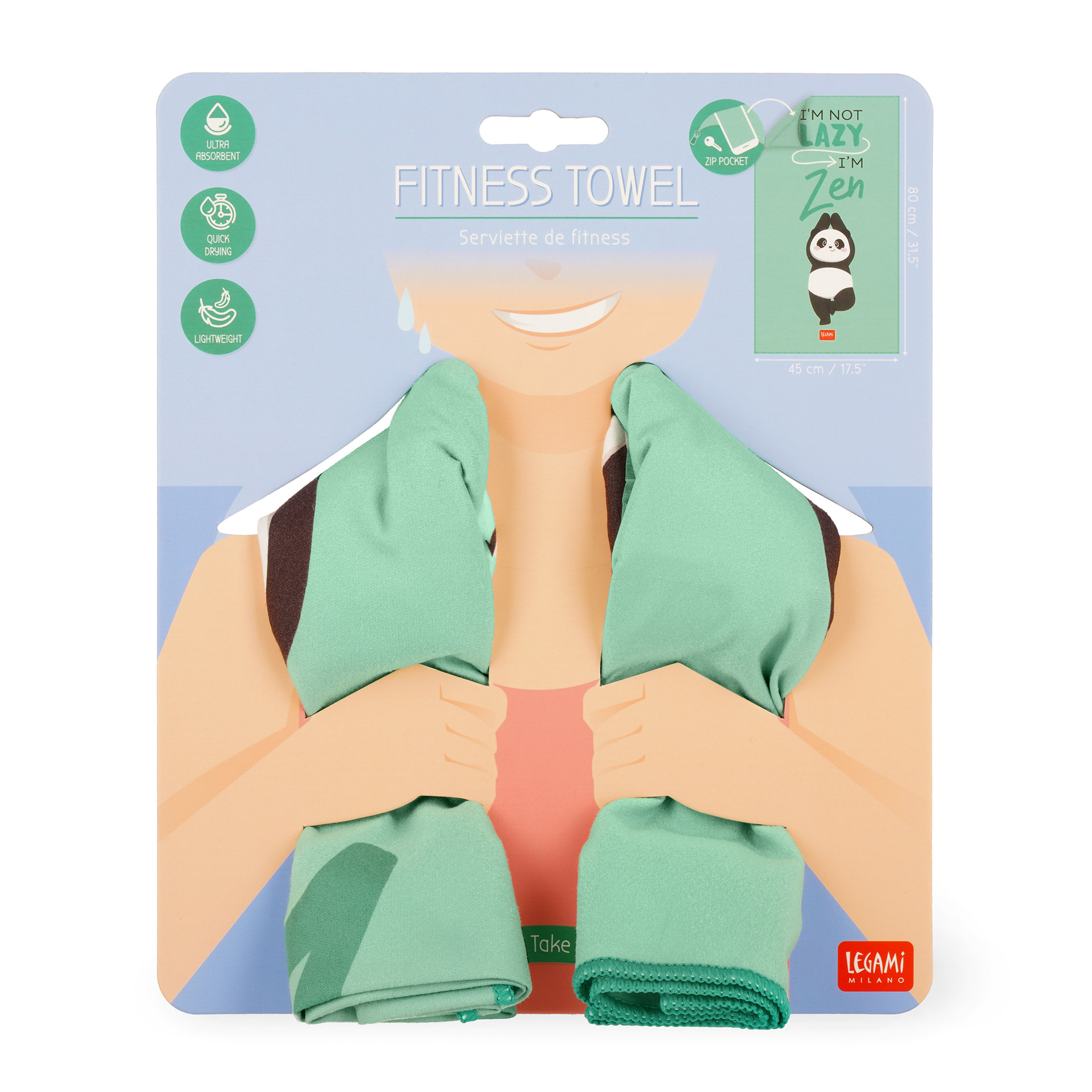 Legami Sporthandtuch Fitness Towel Panda 