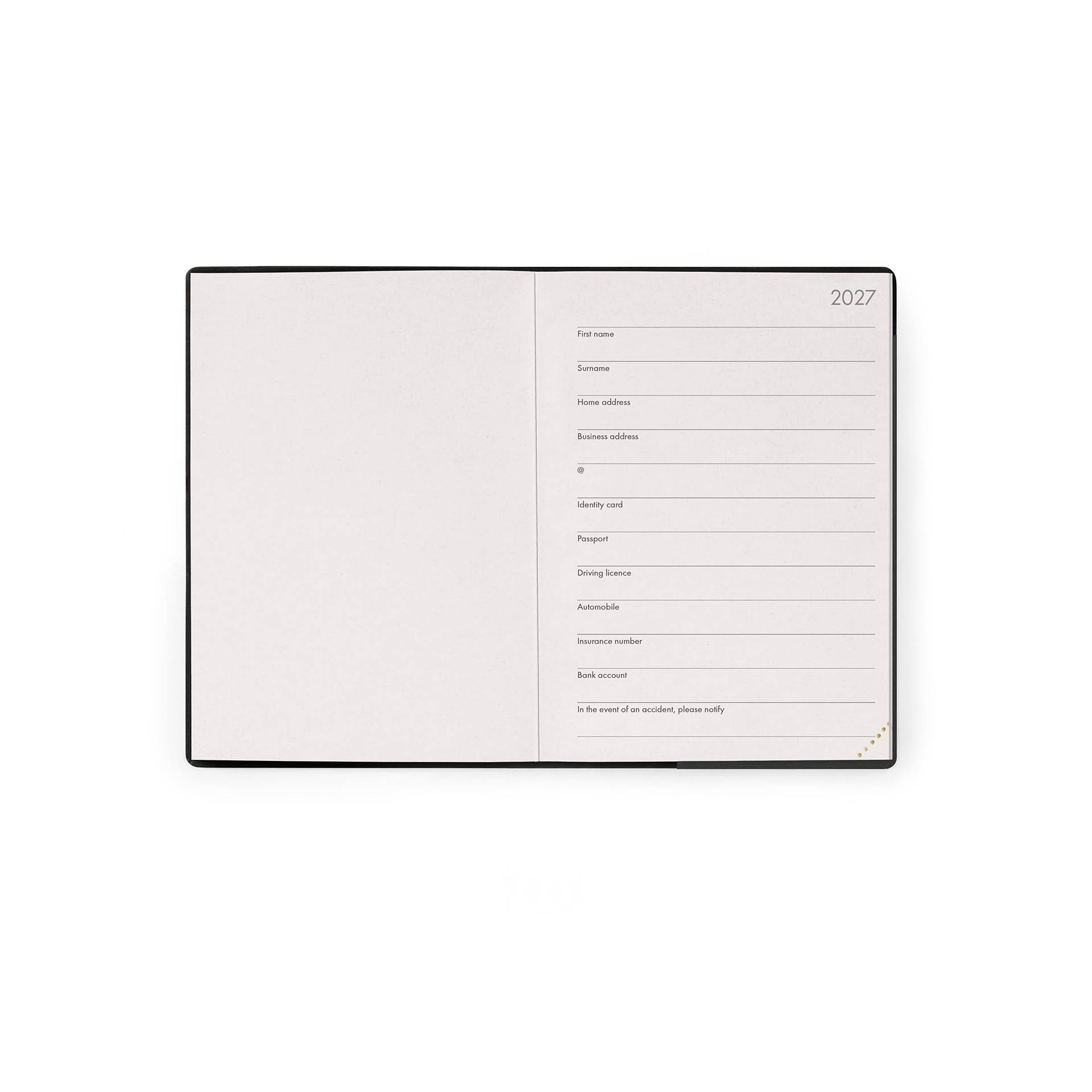 Legami Kalender Terminplaner für 12 Monate Wochenübersicht Small 2027 Black Suit