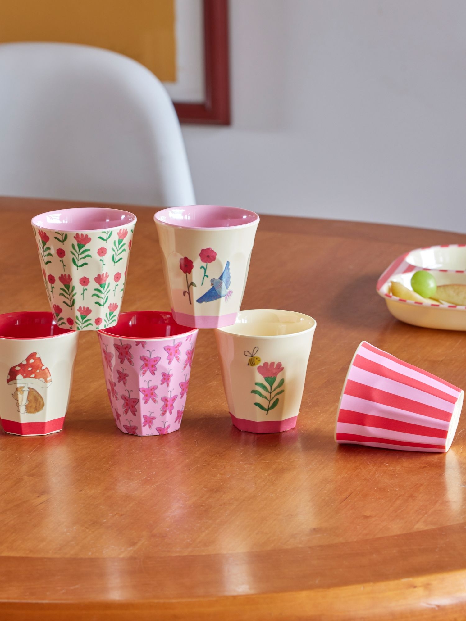 Rice Trinkbecher Kinderbecher Pink Happy Forest Print Small 6 Stück