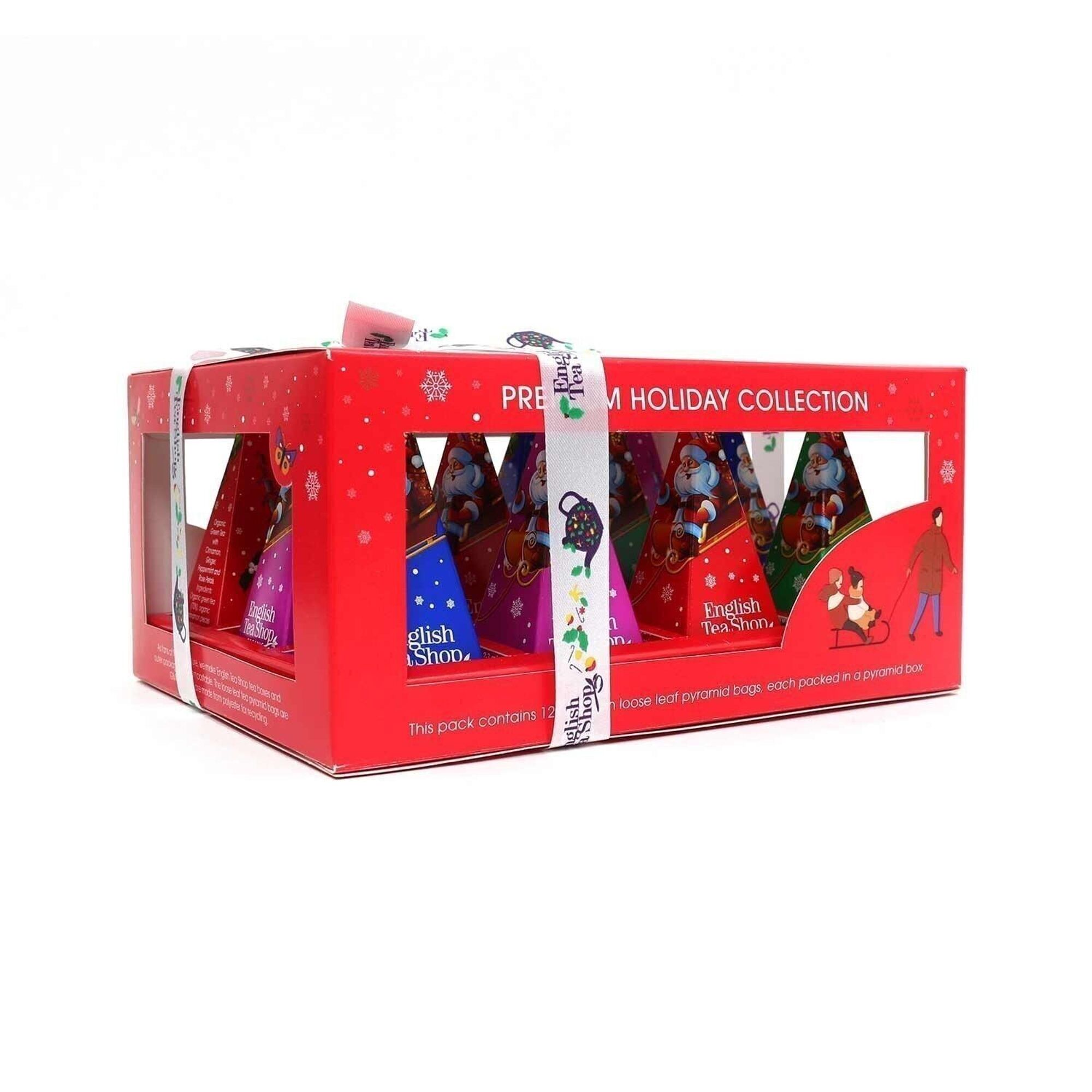 English Tea Shop Teegeschenk mit Schleife Premium Christmas Edition Rot 12 Teebeutel