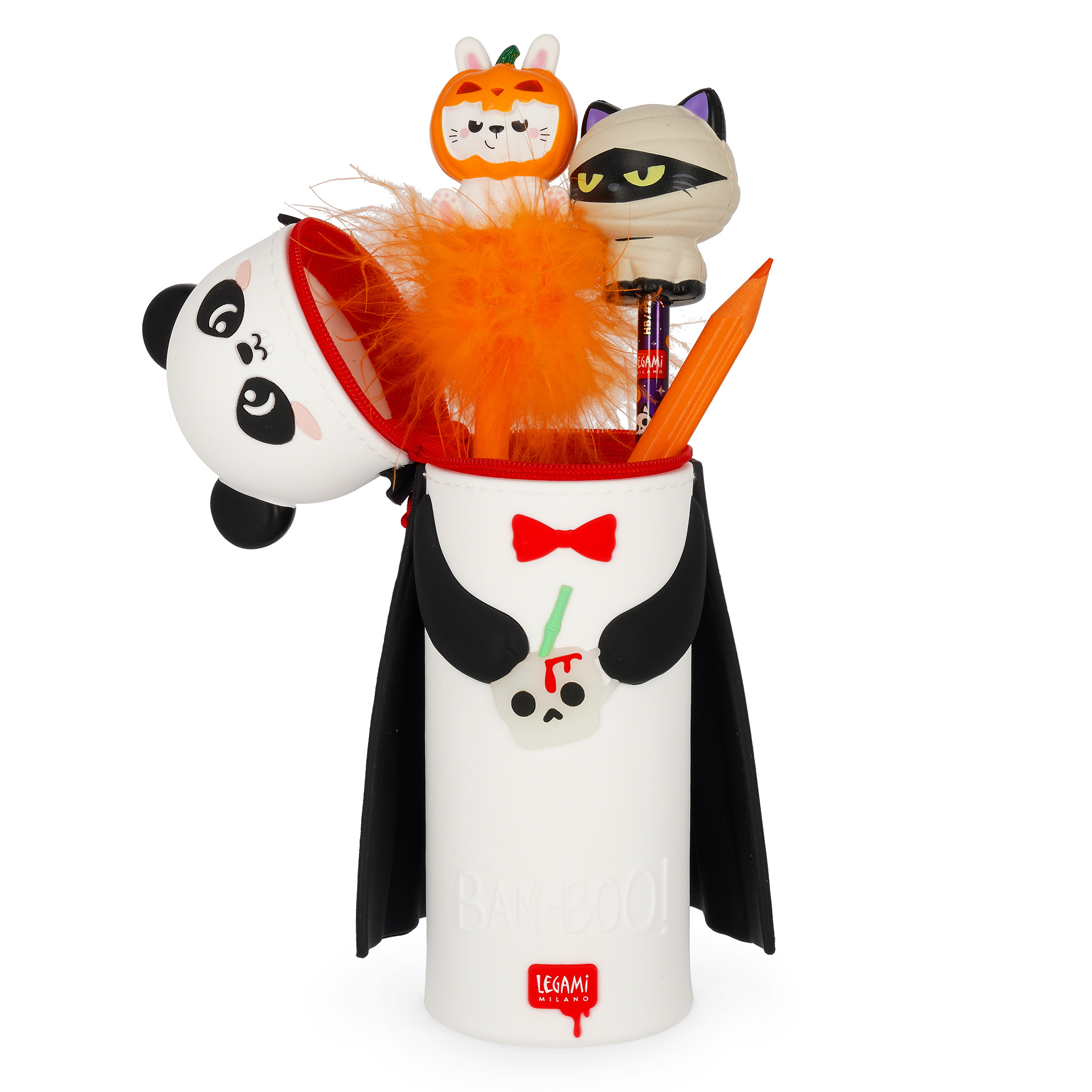 Legami 2 in 1 Federmäppchen aus Silikon Kawaii Bam Boo Panda