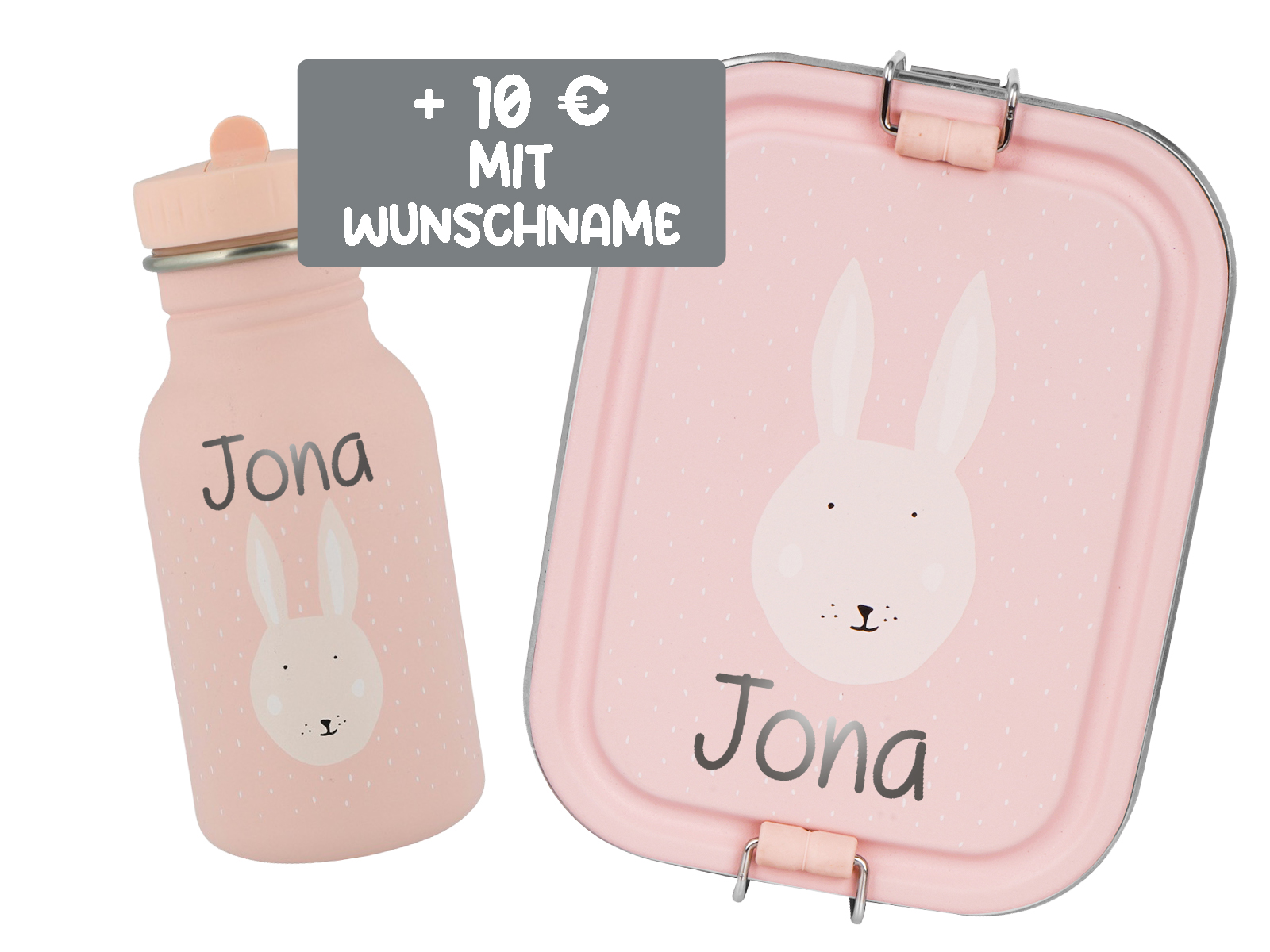 Trixie Baby BrotdoseTrinkflasche Set Edelstahl Hase Rosa Small