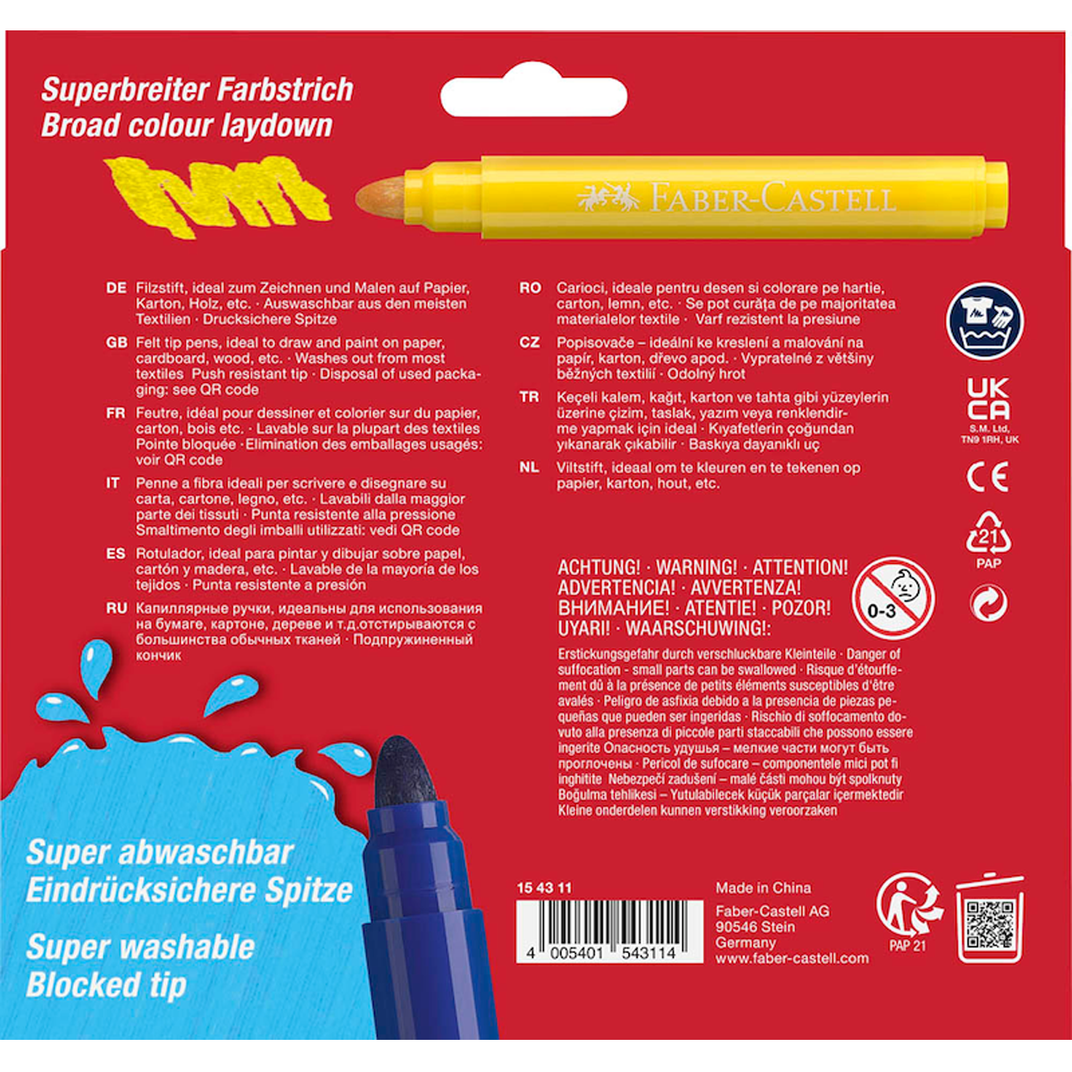 Faber Castell Jumbo Super Waschable Filzstifte farbsortiert 12 Stück